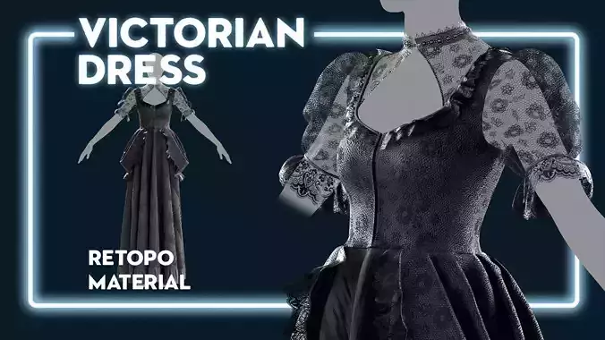 Victorian Dress Low-poly 3D model