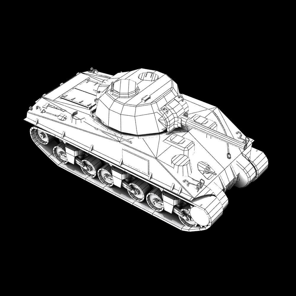 M4 Sherman Low-poly 3D model_11