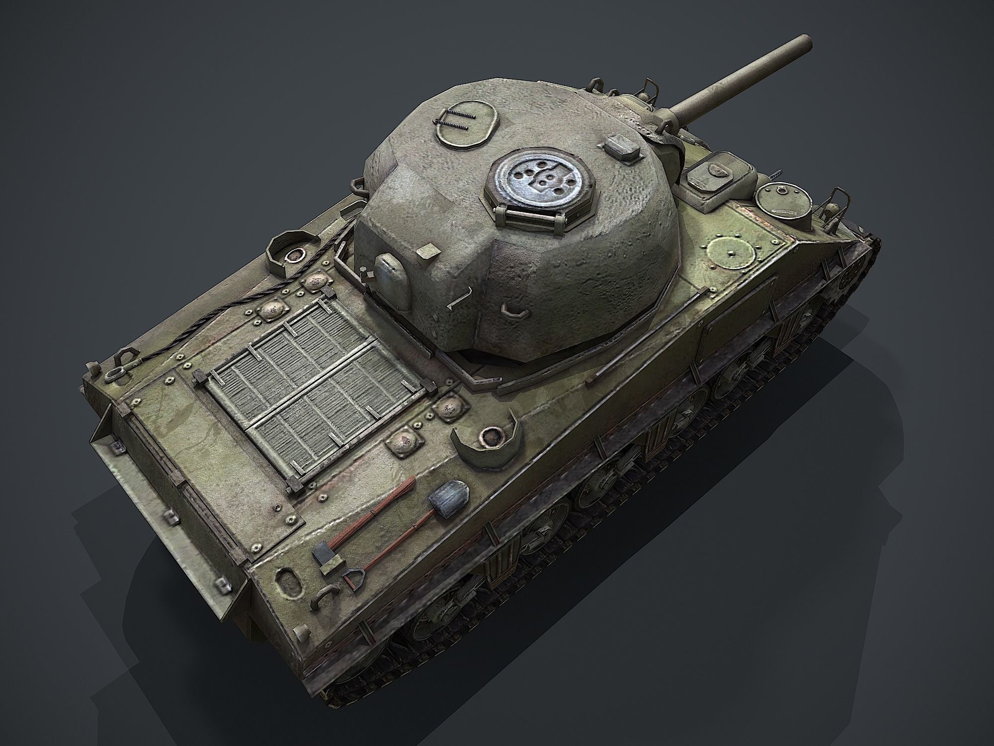 M4 Sherman Low-poly 3D model_6