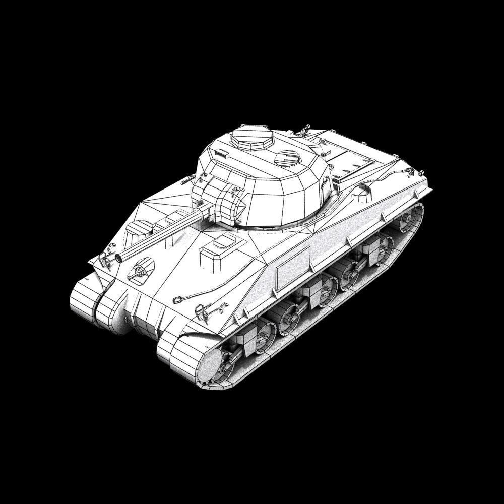 M4 Sherman Low-poly 3D model_12