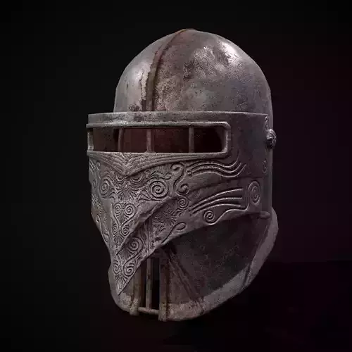 Marvelous Medieval Metal Helmet Low-poly 3D model
