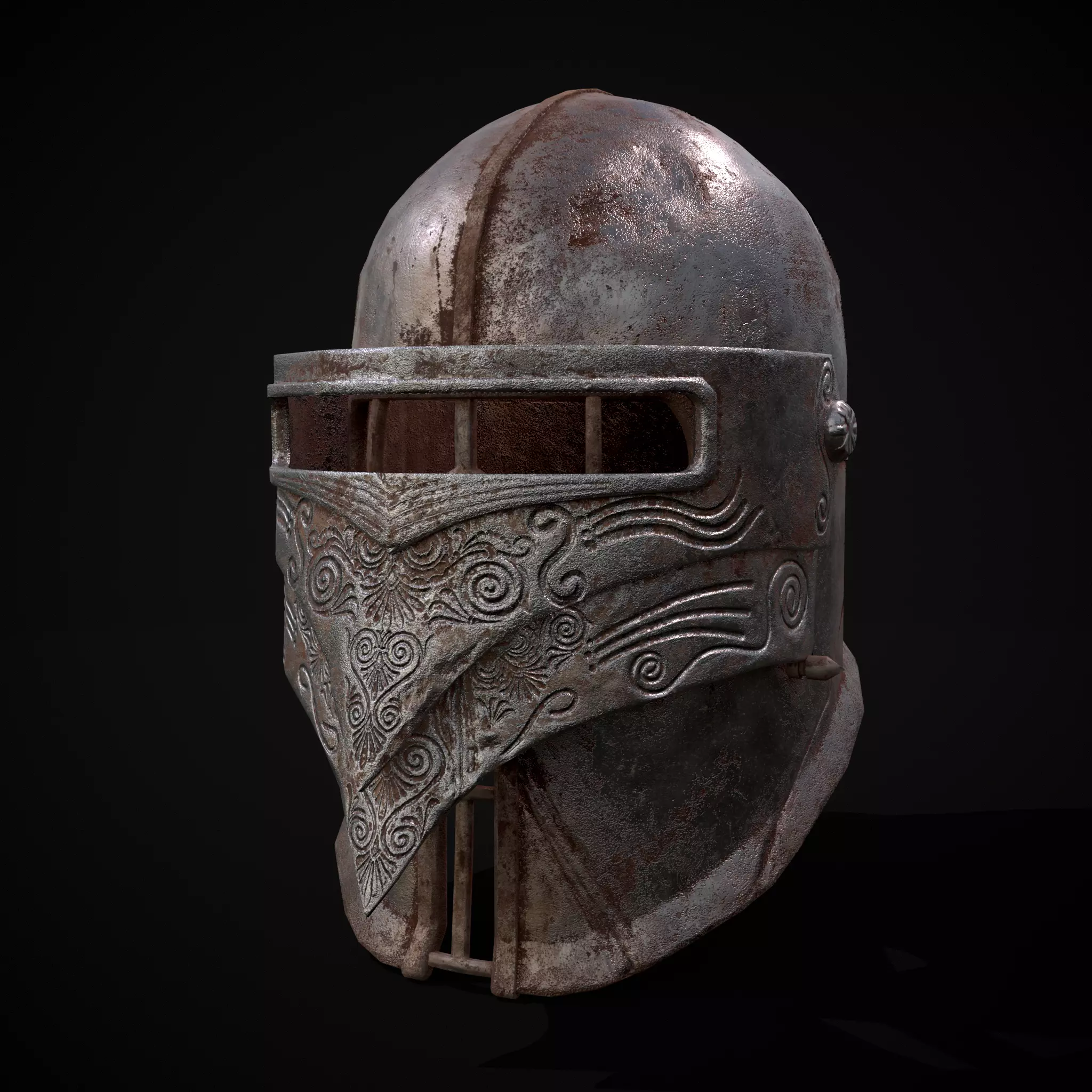 Marvelous Medieval Metal Helmet Low-poly 3D model