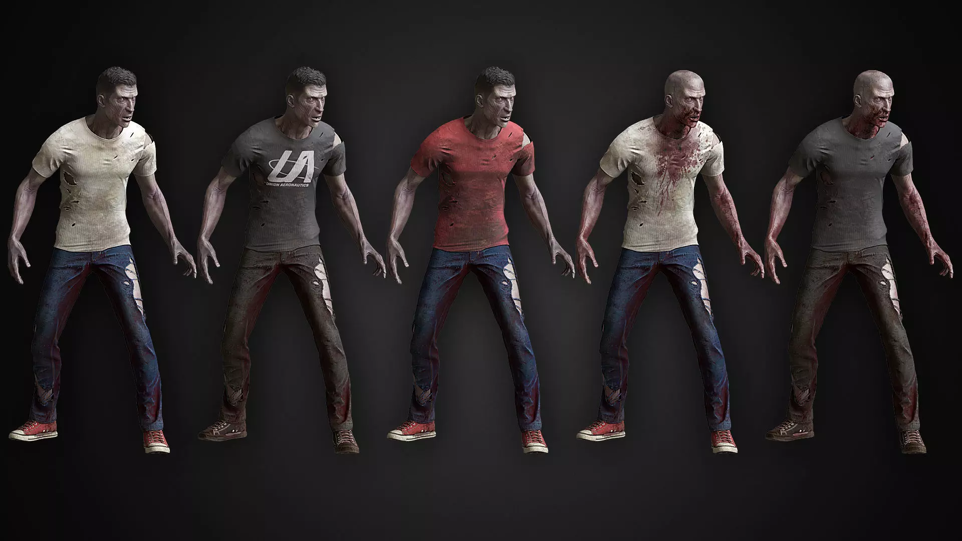 Zombie in Jeans Low-poly 3D model