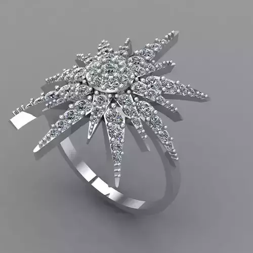 Diamond Star Ring Jewellery for Women 3D print model