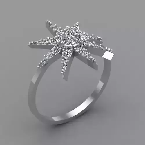 Diamond Star  Ring Jewellery for Women 3D print model