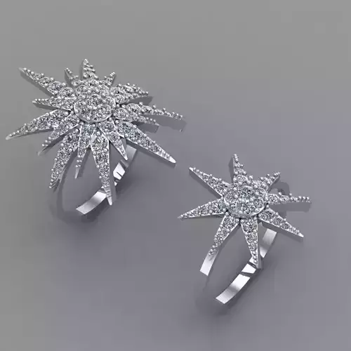 Diamond Star Ring Jewellery for Women 3D print model