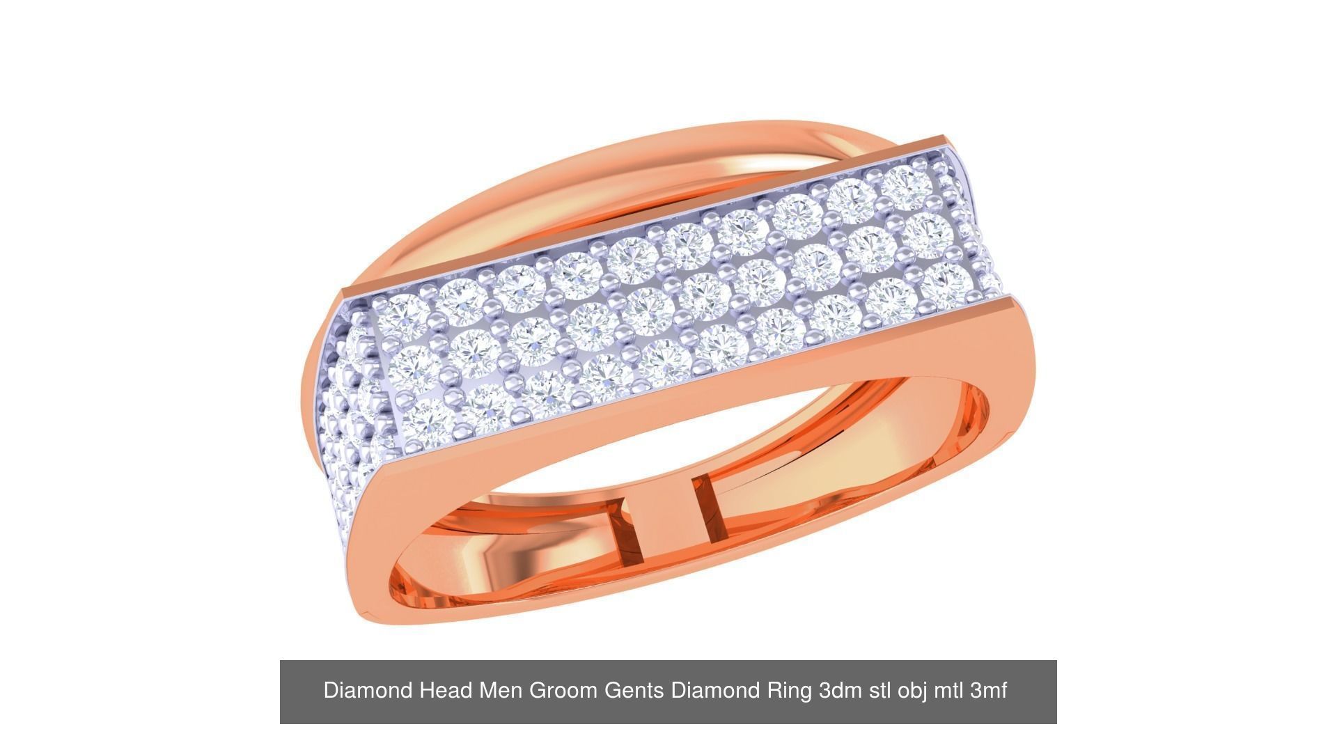 100 Men Groom Gents Diamond Ring 3dm stl obj mtl 3mf details 3D Model Collection_43