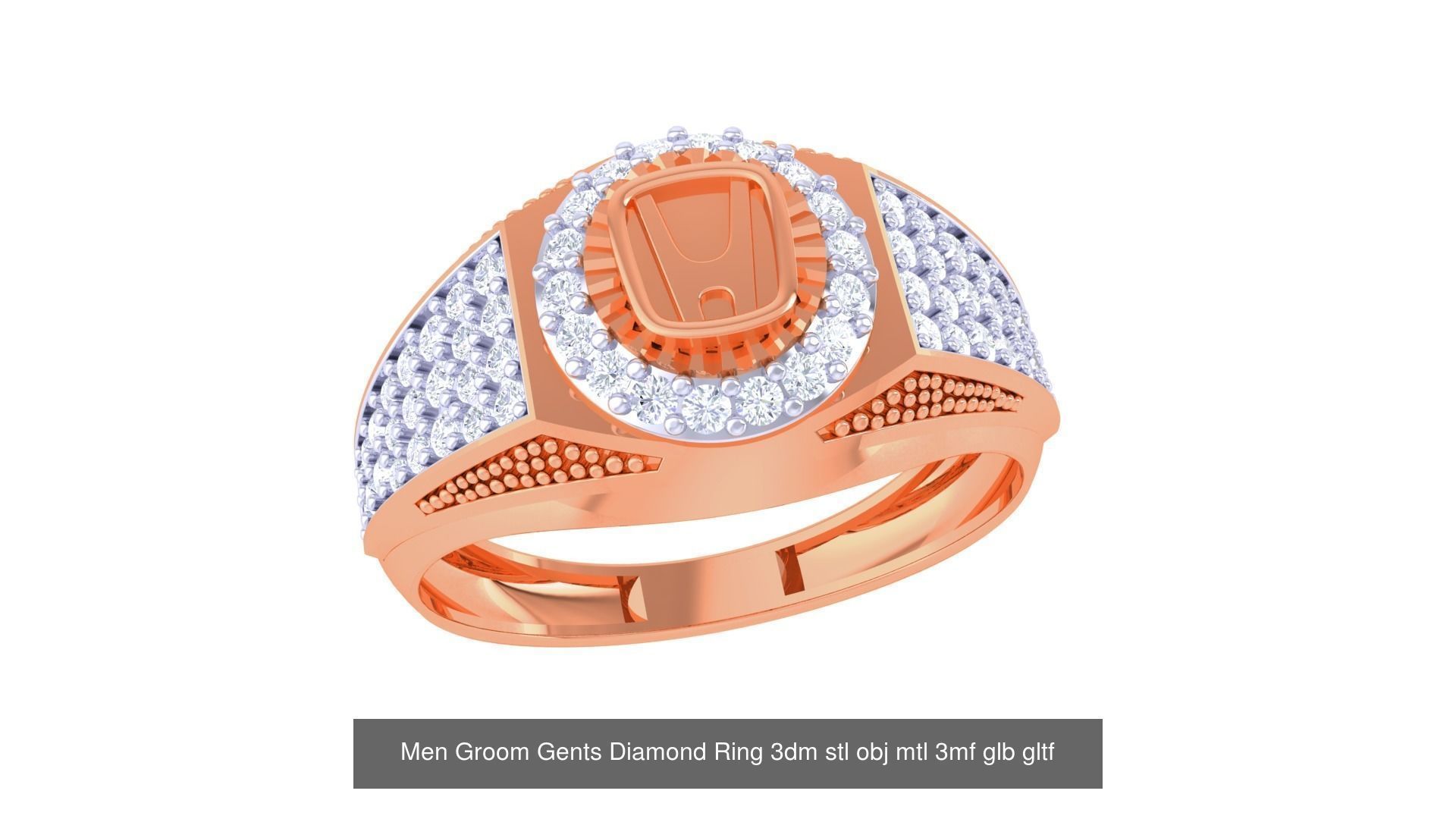 100 Men Groom Gents Diamond Ring 3dm stl obj mtl 3mf details 3D Model Collection_65