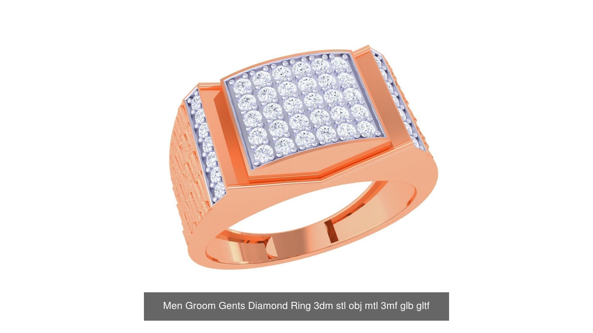 100 Men Groom Gents Diamond Ring 3dm stl obj mtl 3mf details 3D Model Collection_80