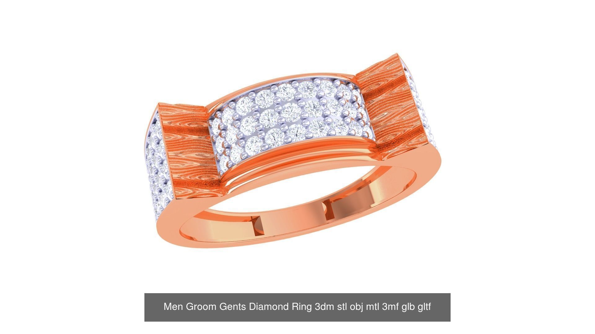 100 Men Groom Gents Diamond Ring 3dm stl obj mtl 3mf details 3D Model Collection_52