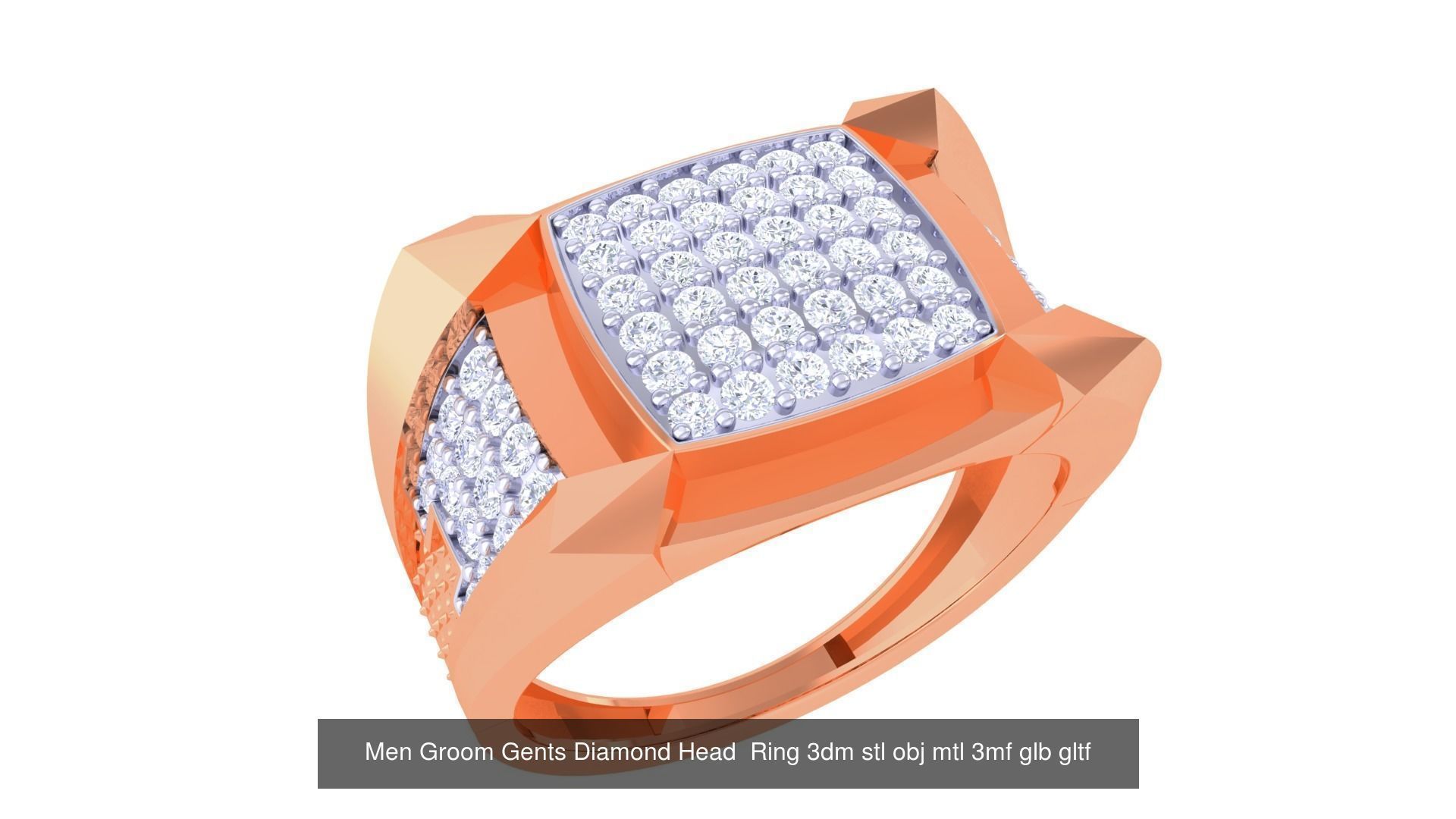 100 Men Groom Gents Diamond Ring 3dm stl obj mtl 3mf details 3D Model Collection_74