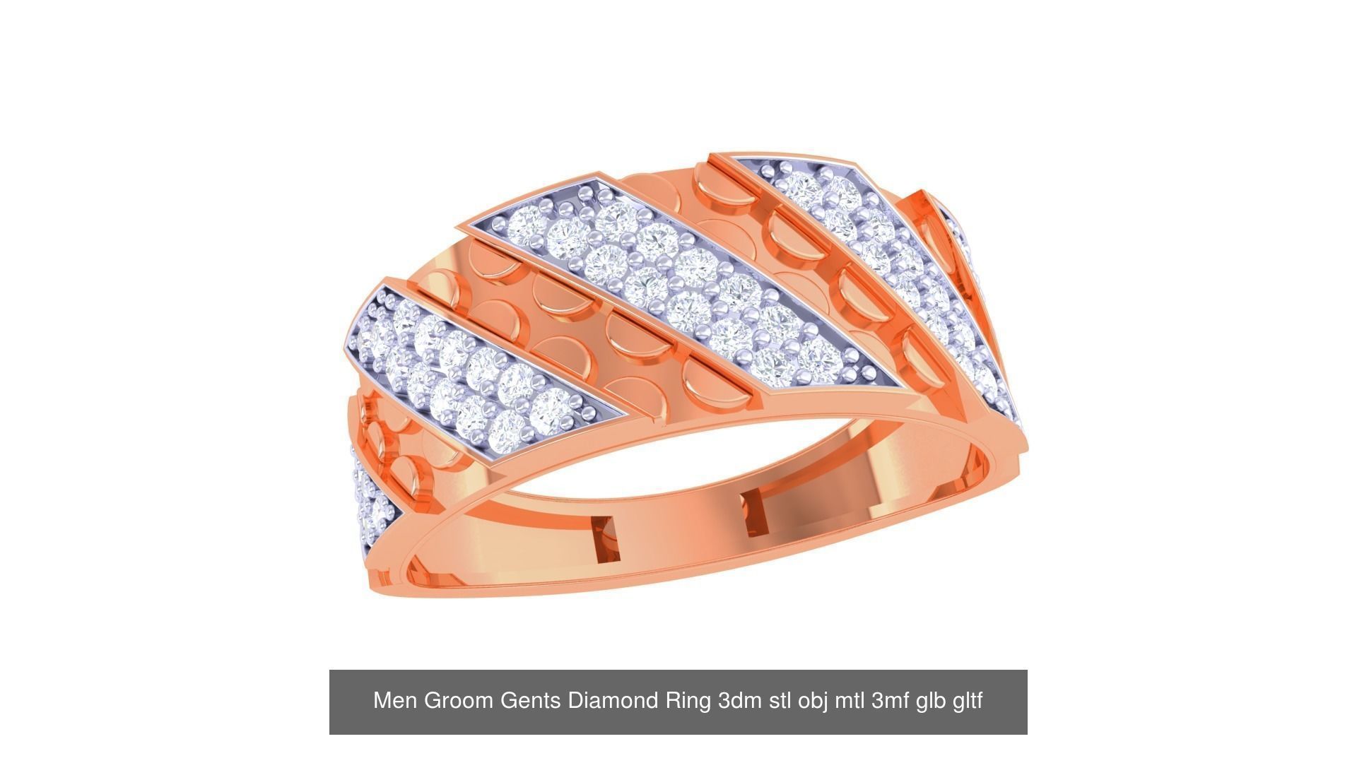 100 Men Groom Gents Diamond Ring 3dm stl obj mtl 3mf details 3D Model Collection_20