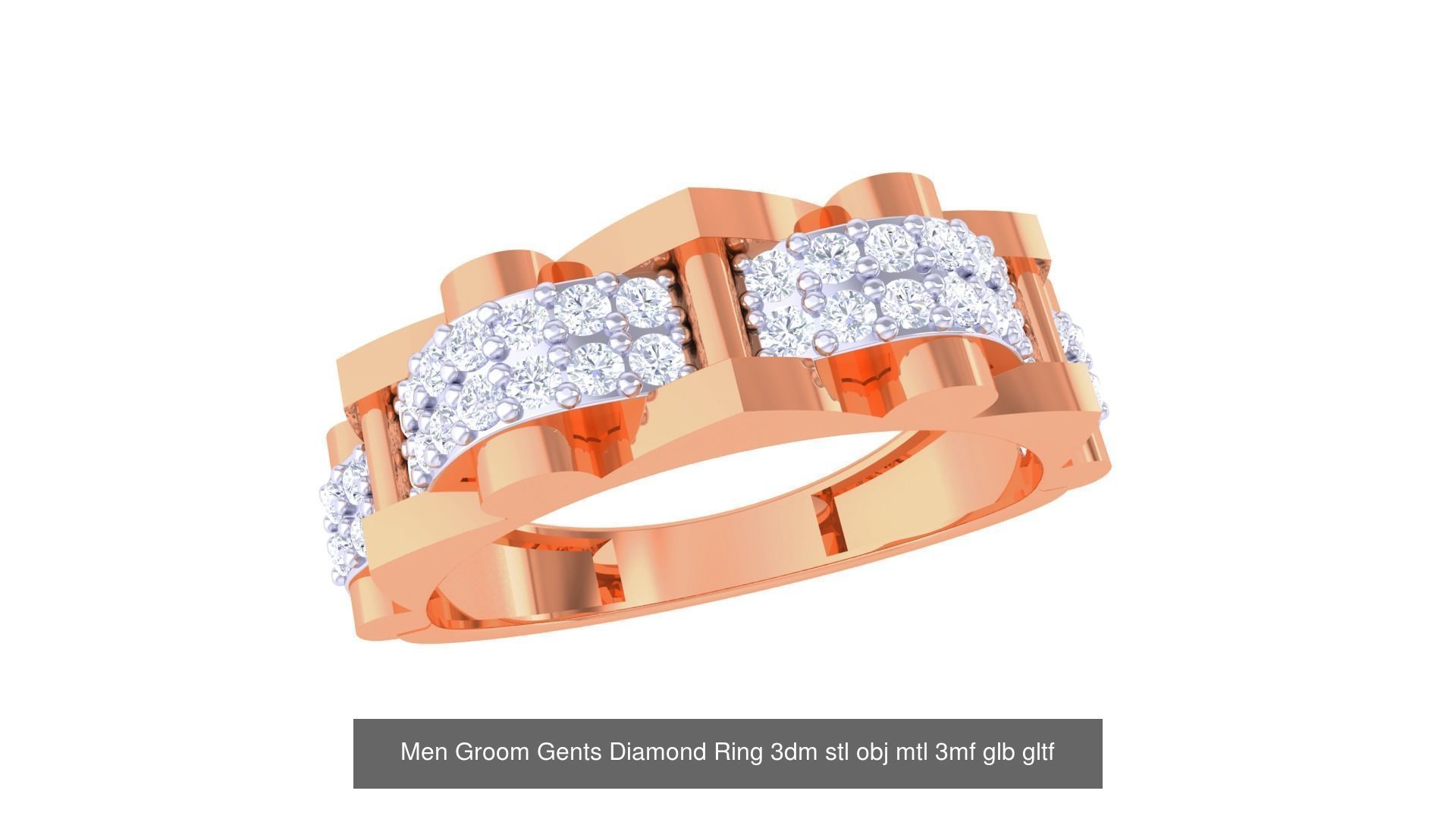 100 Men Groom Gents Diamond Ring 3dm stl obj mtl 3mf details 3D Model Collection_46