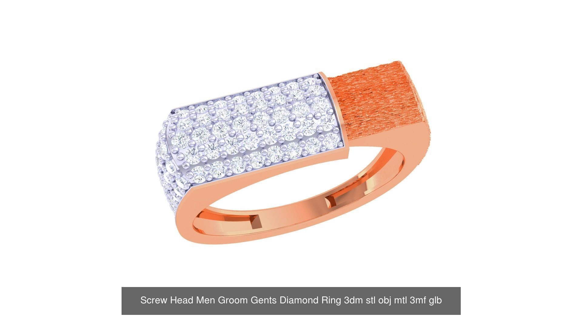 100 Men Groom Gents Diamond Ring 3dm stl obj mtl 3mf details 3D Model Collection_41