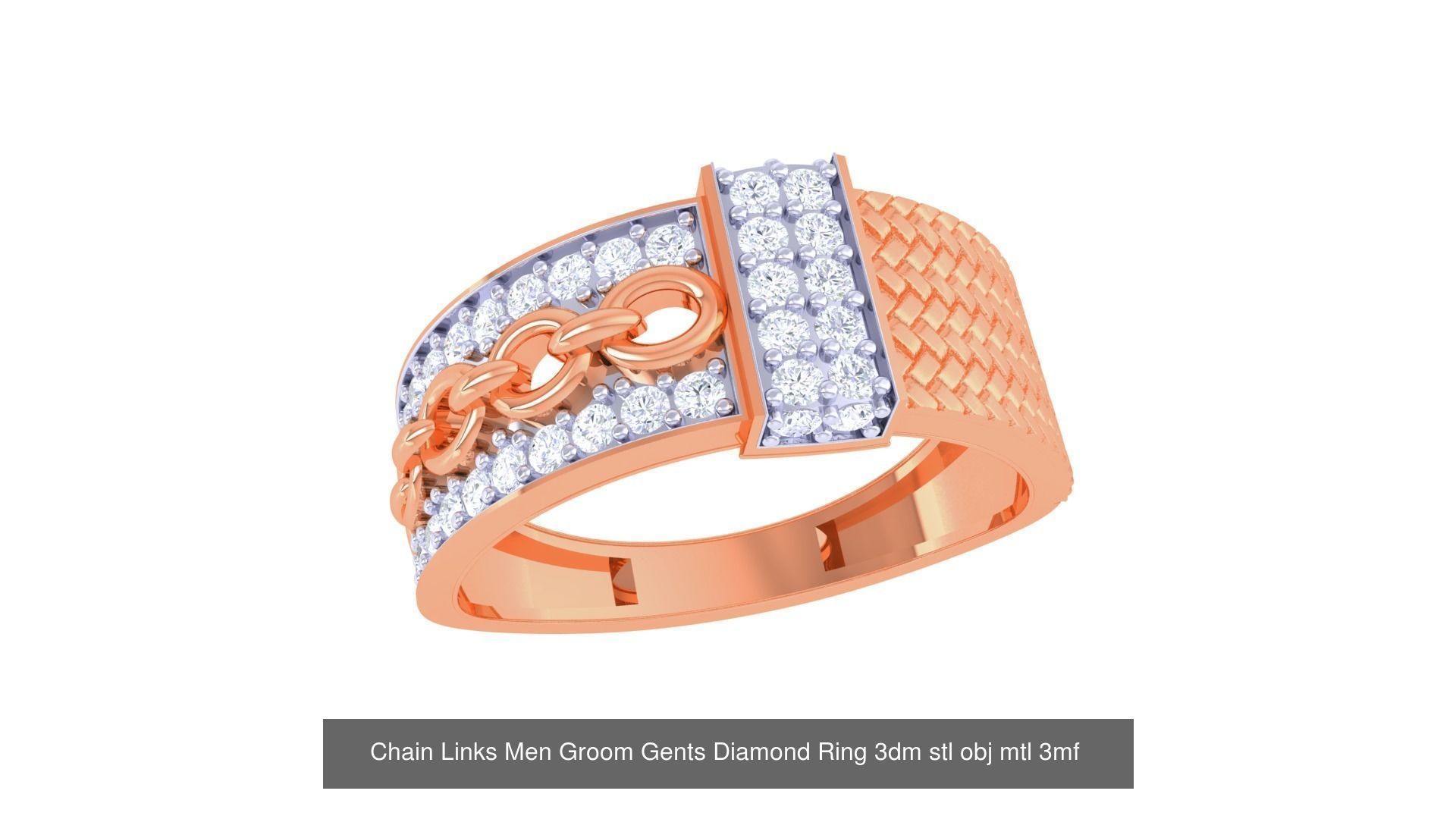 100 Men Groom Gents Diamond Ring 3dm stl obj mtl 3mf details 3D Model Collection_10