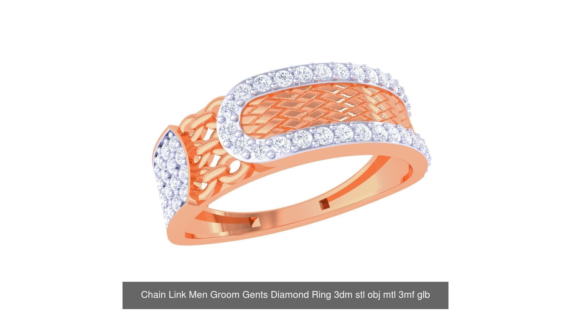 100 Men Groom Gents Diamond Ring 3dm stl obj mtl 3mf details 3D Model Collection_26