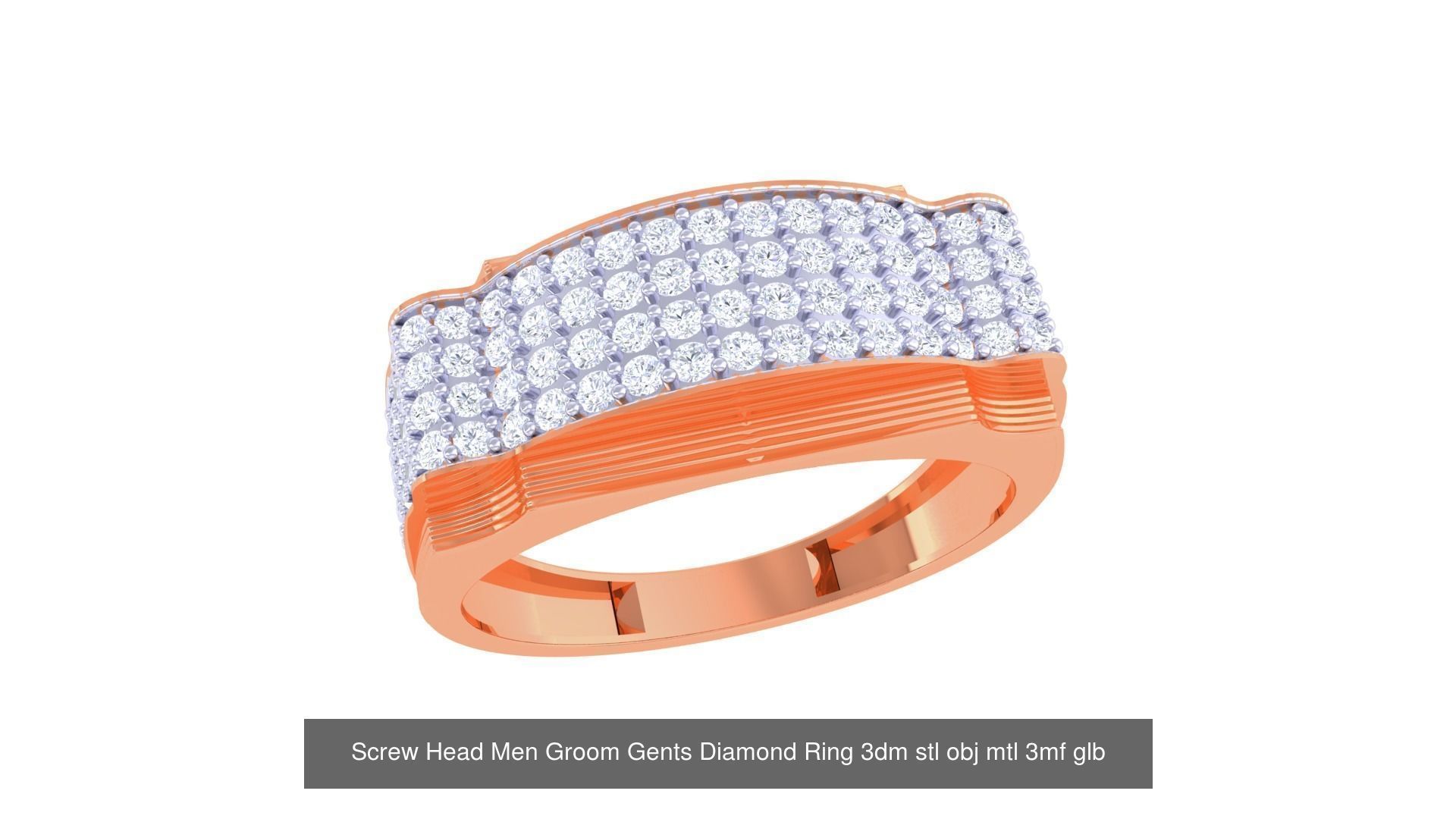 100 Men Groom Gents Diamond Ring 3dm stl obj mtl 3mf details 3D Model Collection_101