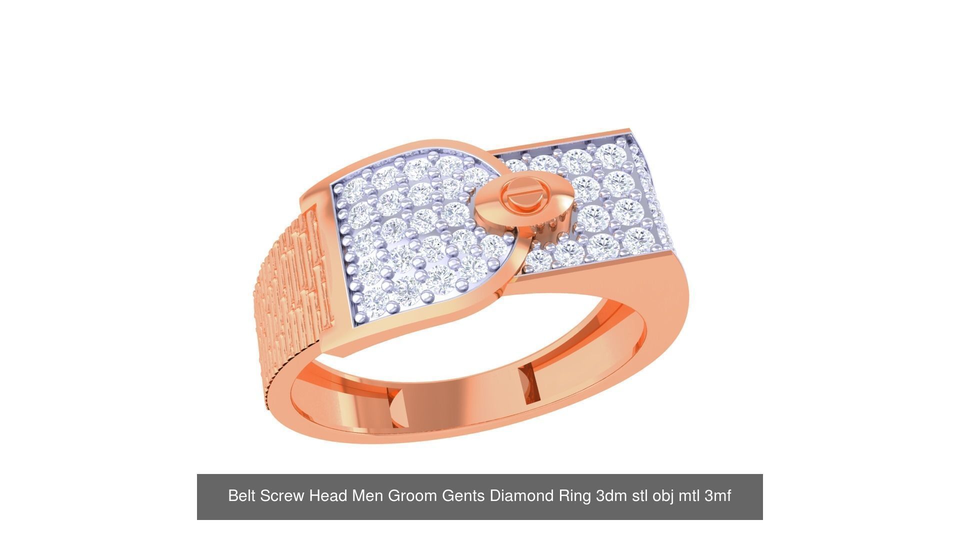 100 Men Groom Gents Diamond Ring 3dm stl obj mtl 3mf details 3D Model Collection_25