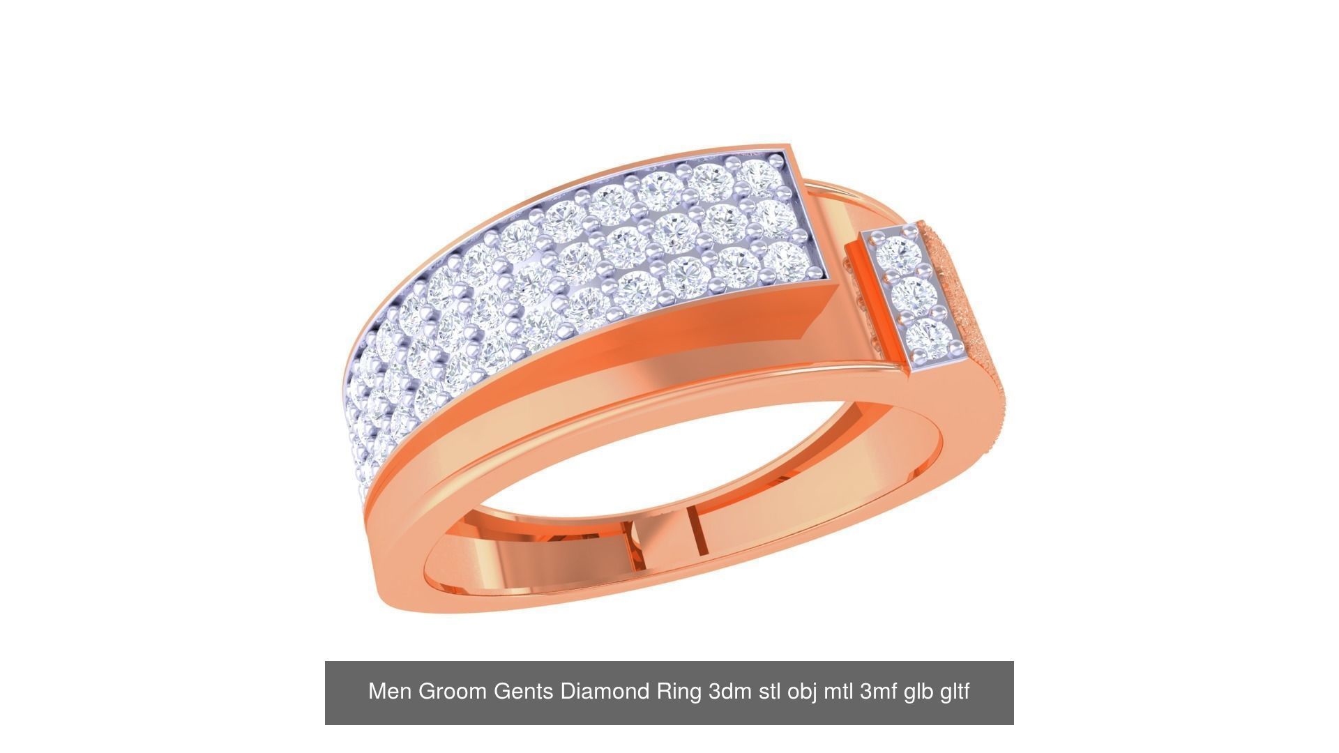 100 Men Groom Gents Diamond Ring 3dm stl obj mtl 3mf details 3D Model Collection_53