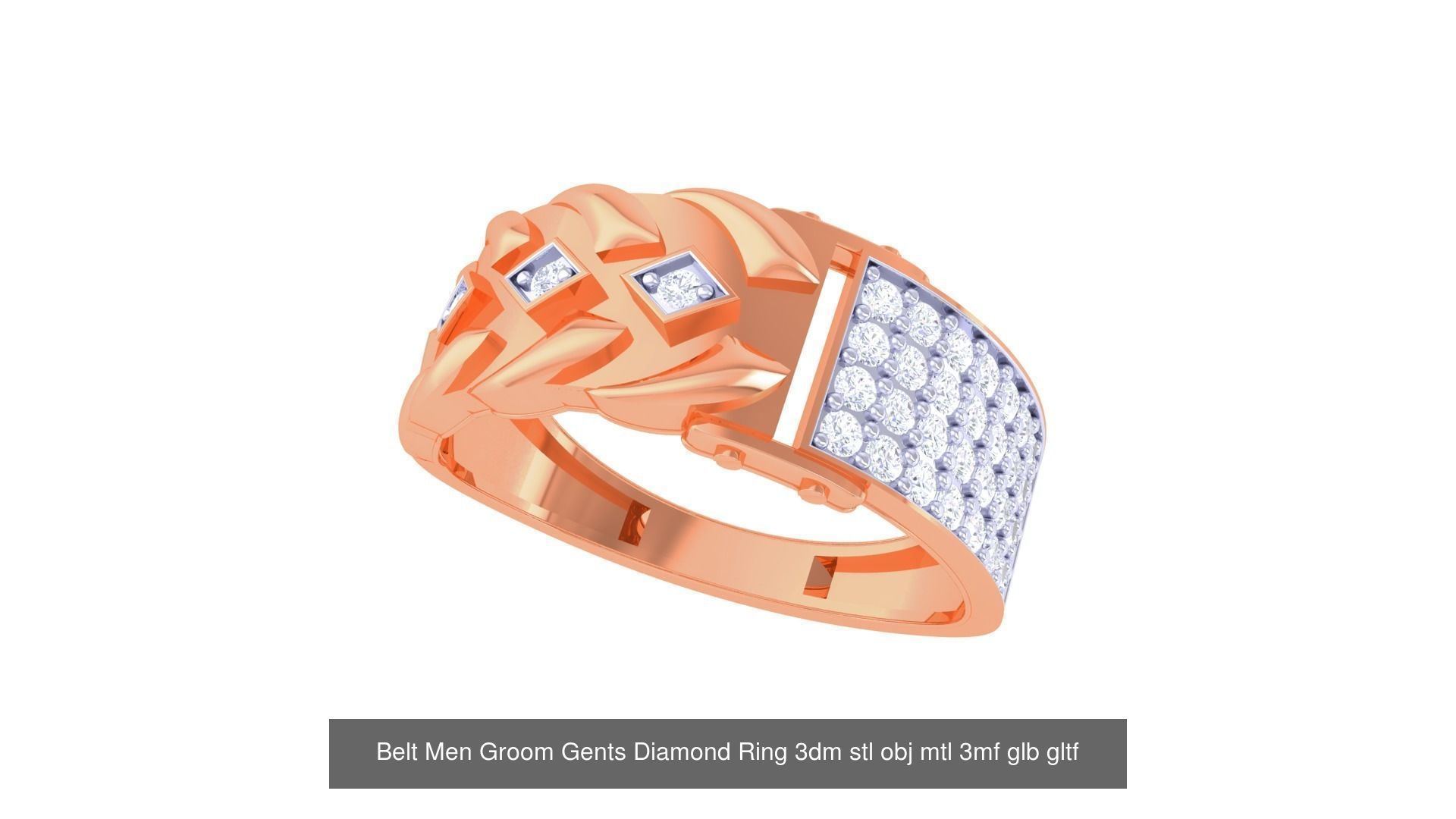 100 Men Groom Gents Diamond Ring 3dm stl obj mtl 3mf details 3D Model Collection_21