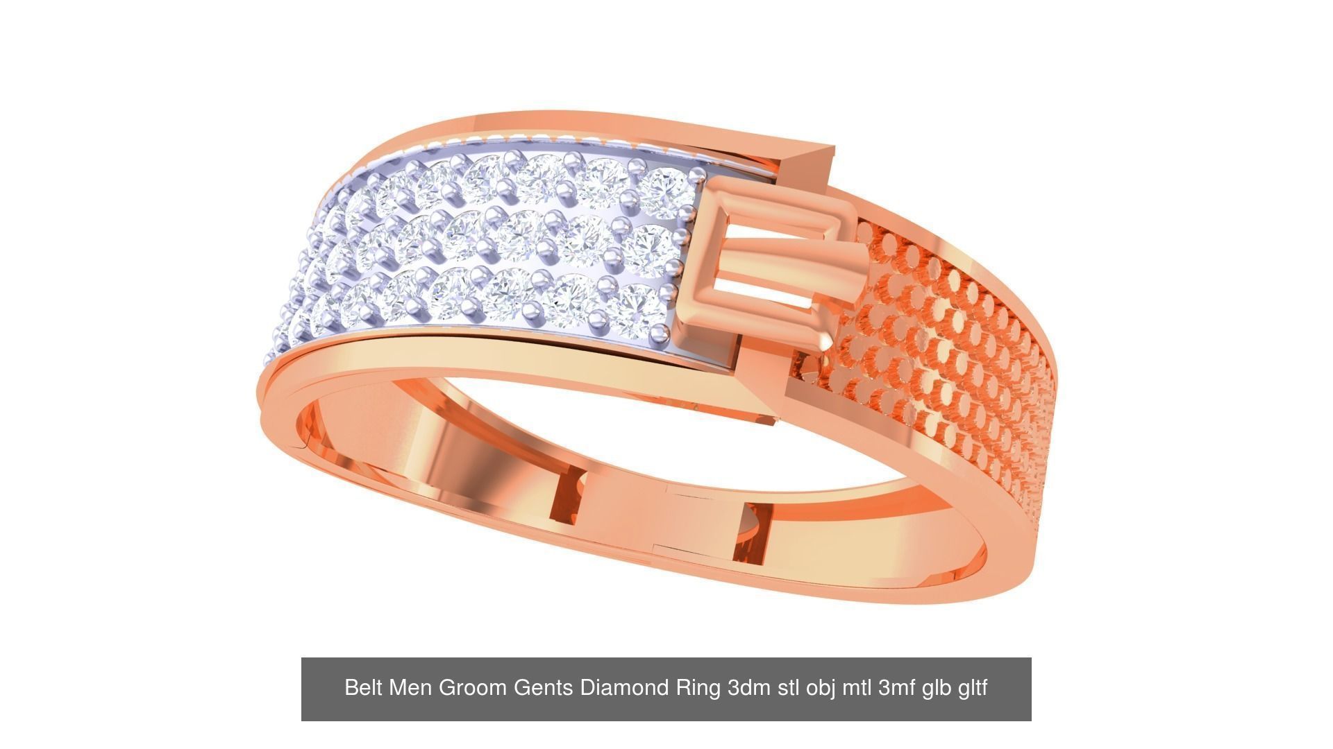 100 Men Groom Gents Diamond Ring 3dm stl obj mtl 3mf details 3D Model Collection_103