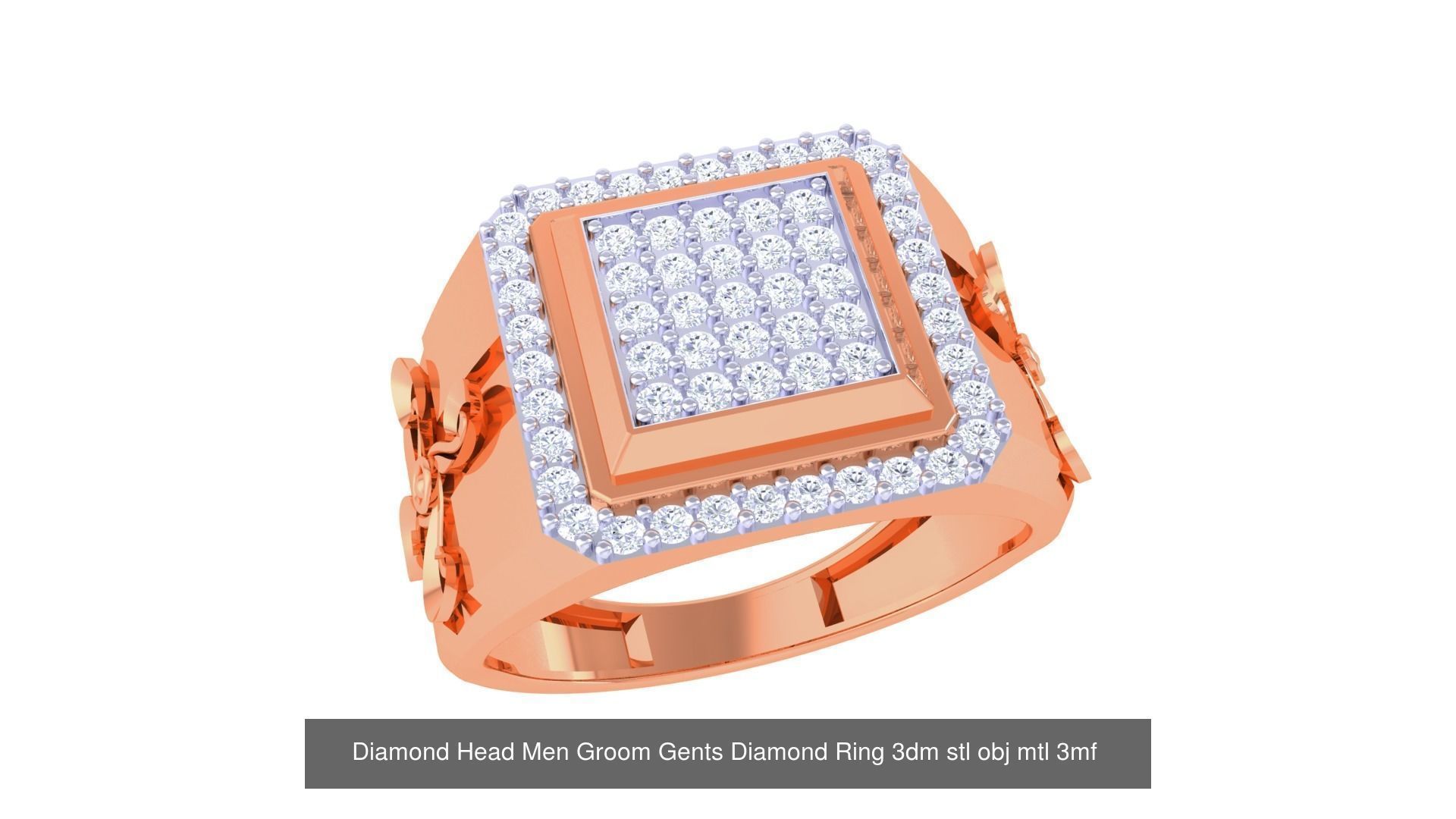 100 Men Groom Gents Diamond Ring 3dm stl obj mtl 3mf details 3D Model Collection_62