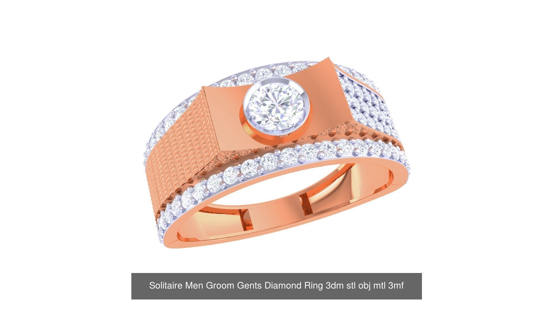 100 Men Groom Gents Diamond Ring 3dm stl obj mtl 3mf details 3D Model Collection_39