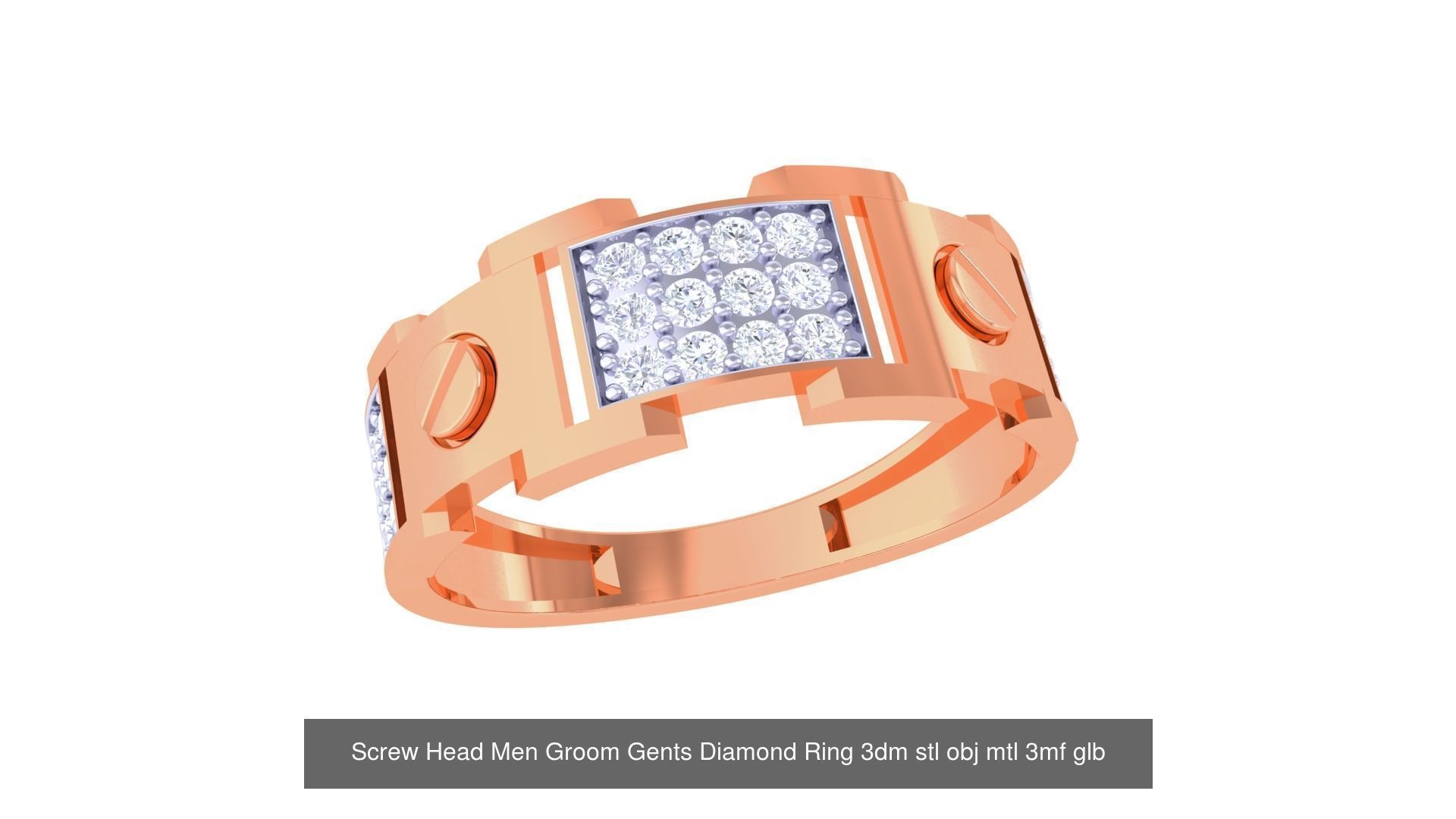 100 Men Groom Gents Diamond Ring 3dm stl obj mtl 3mf details 3D Model Collection_15