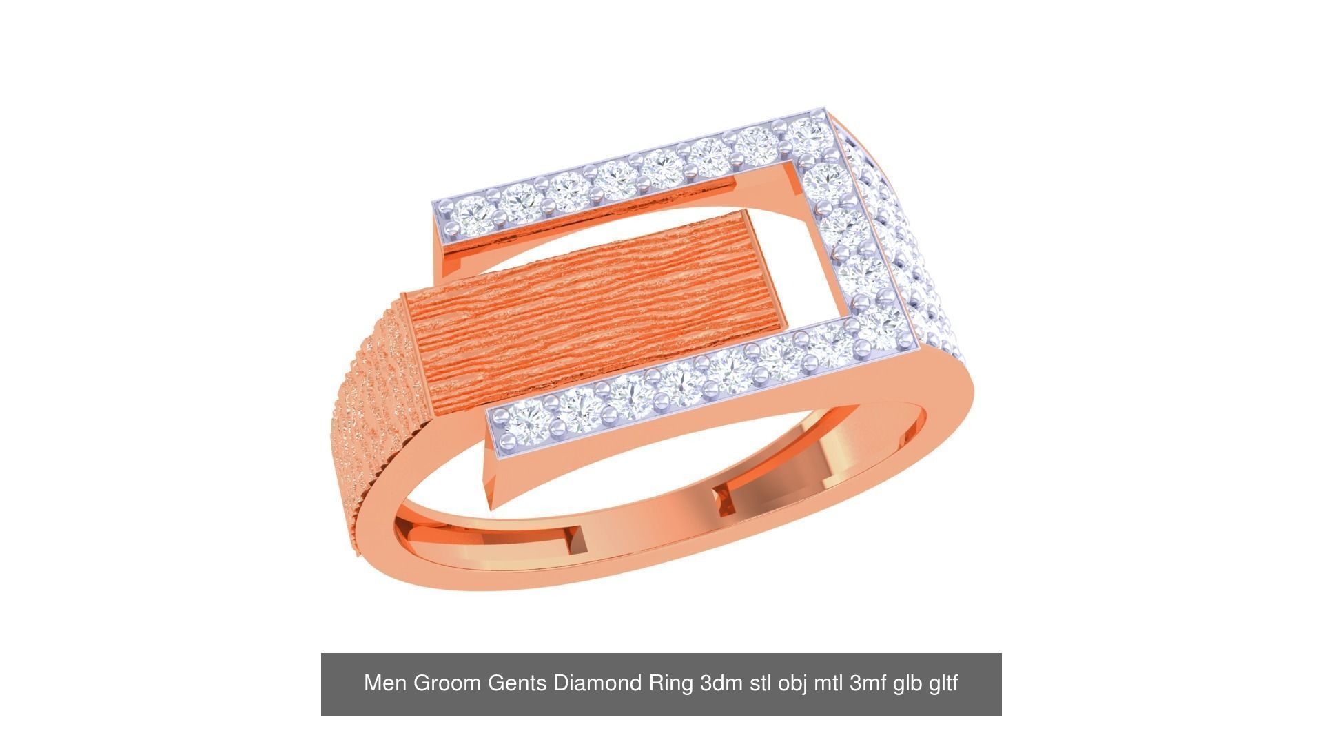 100 Men Groom Gents Diamond Ring 3dm stl obj mtl 3mf details 3D Model Collection_54