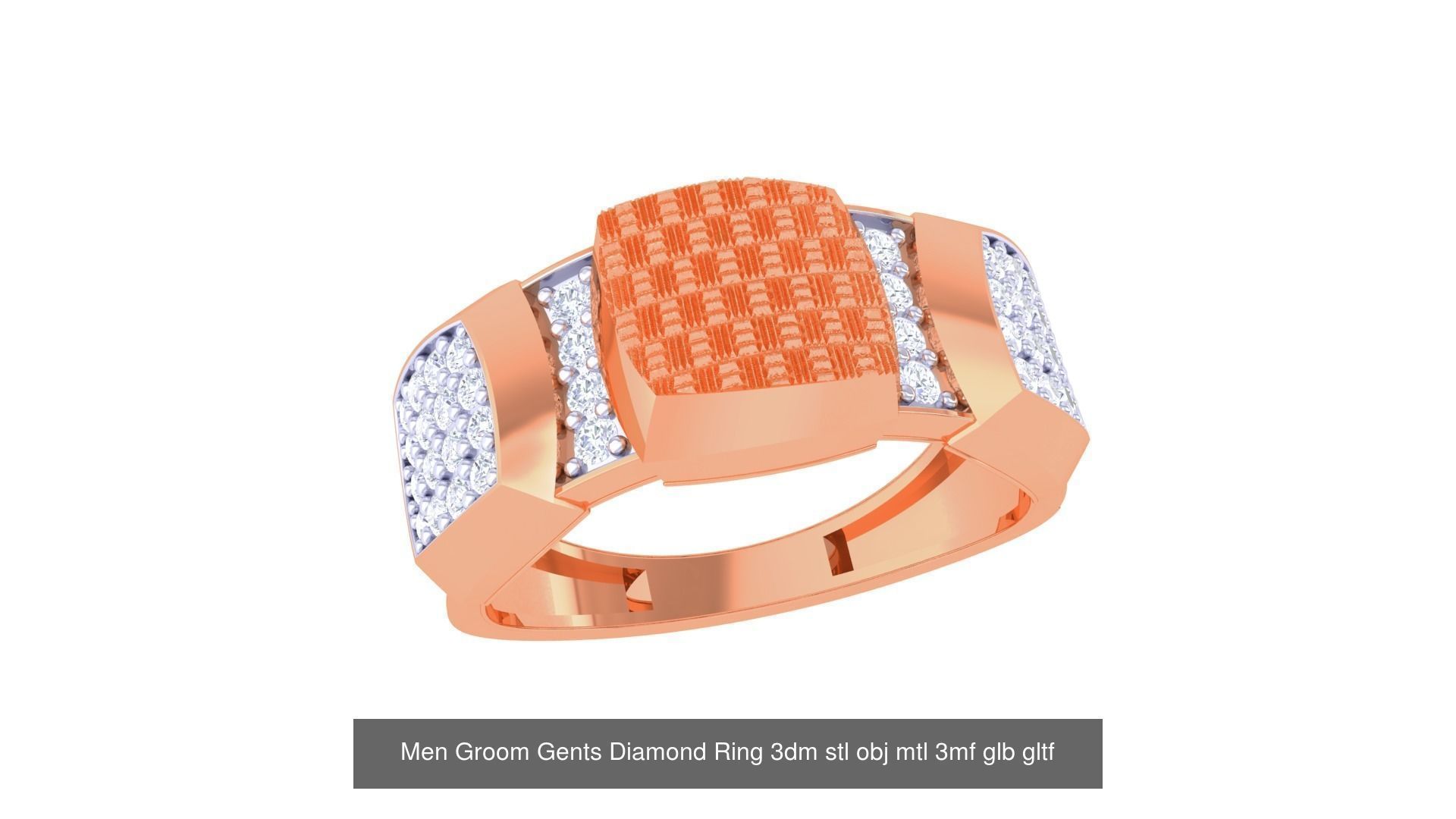 100 Men Groom Gents Diamond Ring 3dm stl obj mtl 3mf details 3D Model Collection_23