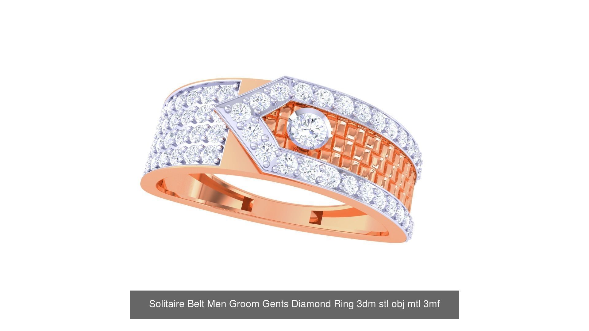 100 Men Groom Gents Diamond Ring 3dm stl obj mtl 3mf details 3D Model Collection_87