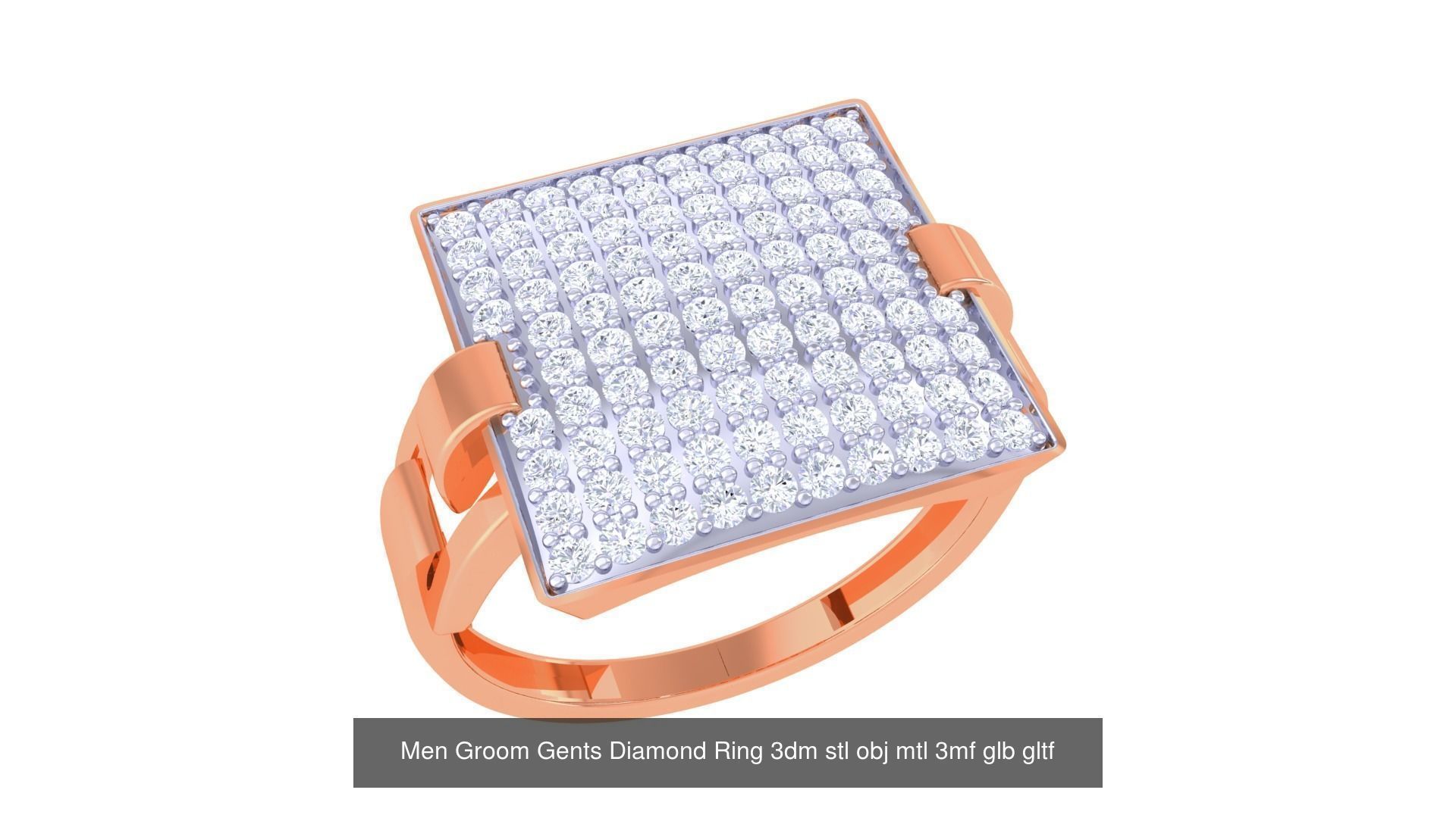 100 Men Groom Gents Diamond Ring 3dm stl obj mtl 3mf details 3D Model Collection_93