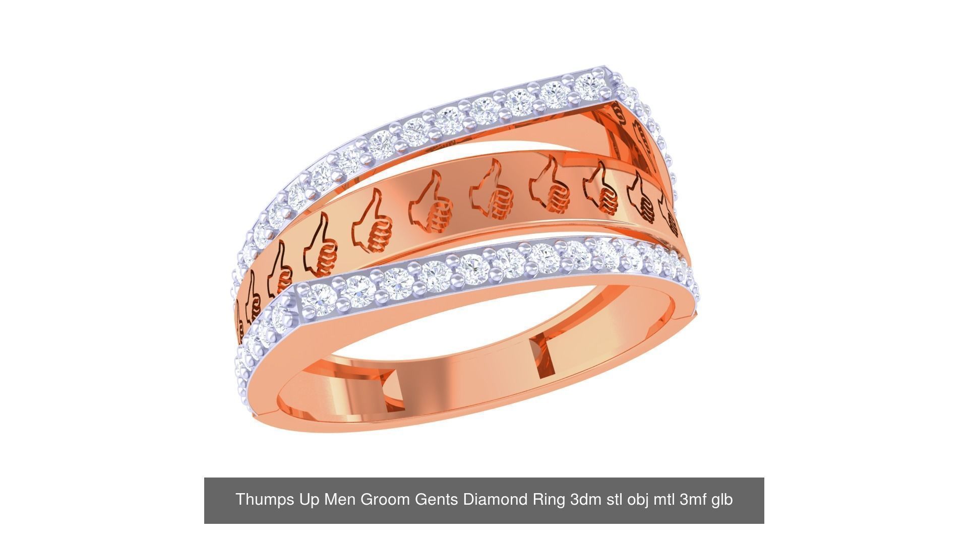 100 Men Groom Gents Diamond Ring 3dm stl obj mtl 3mf details 3D Model Collection_30