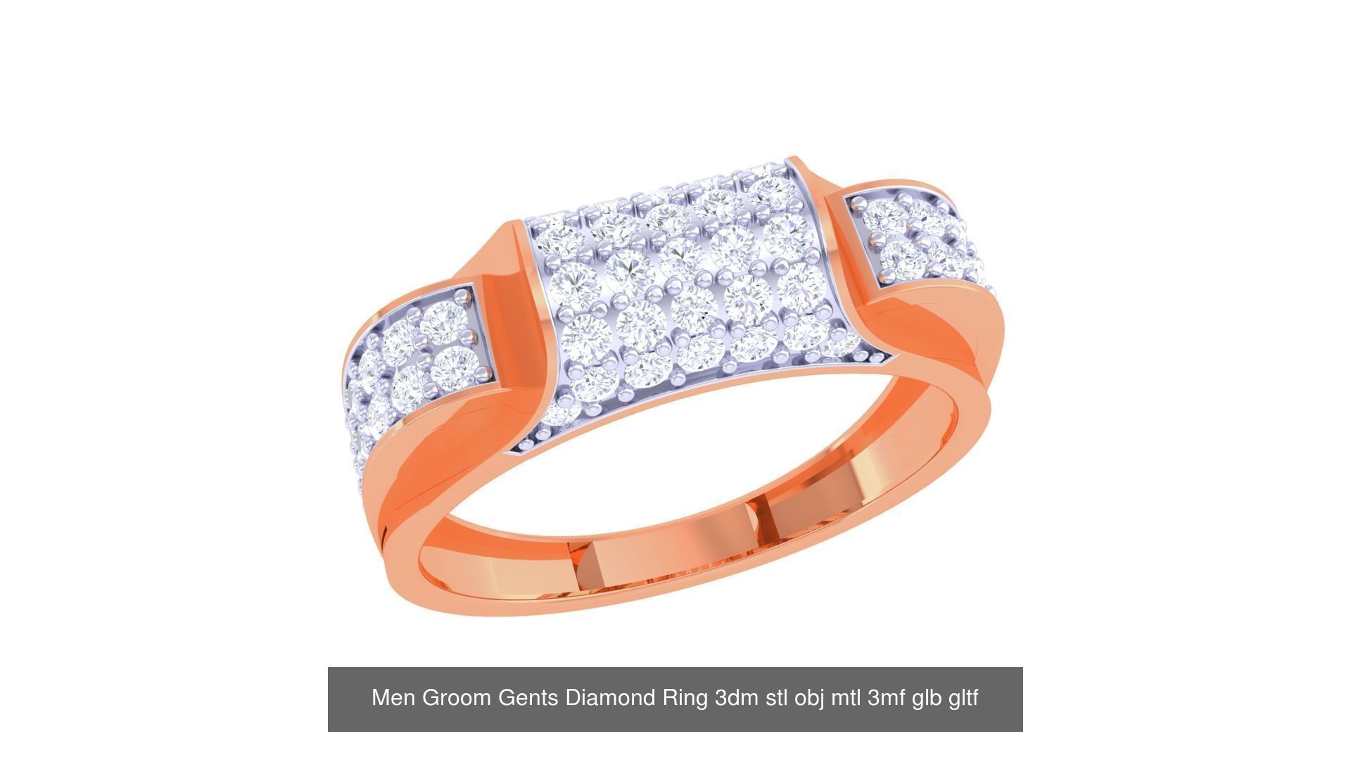 100 Men Groom Gents Diamond Ring 3dm stl obj mtl 3mf details 3D Model Collection_12
