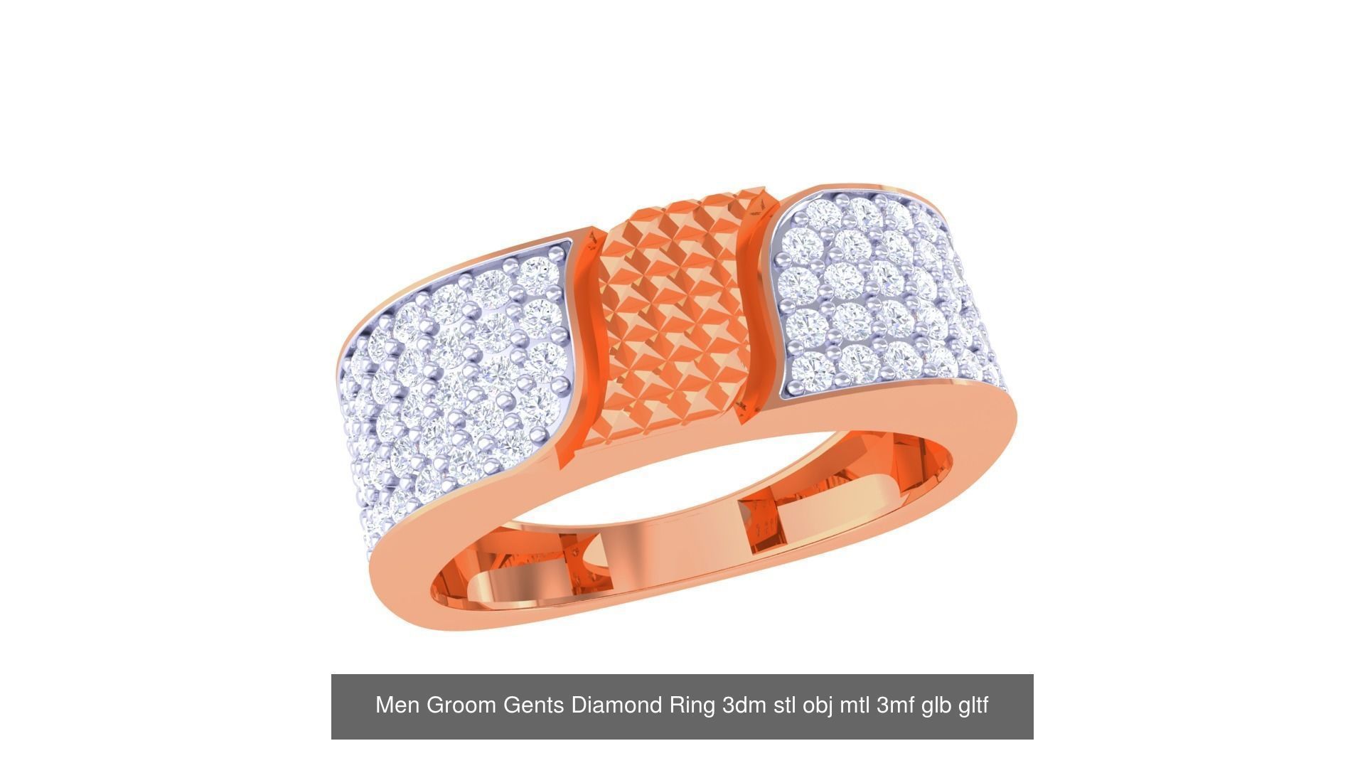 100 Men Groom Gents Diamond Ring 3dm stl obj mtl 3mf details 3D Model Collection_11