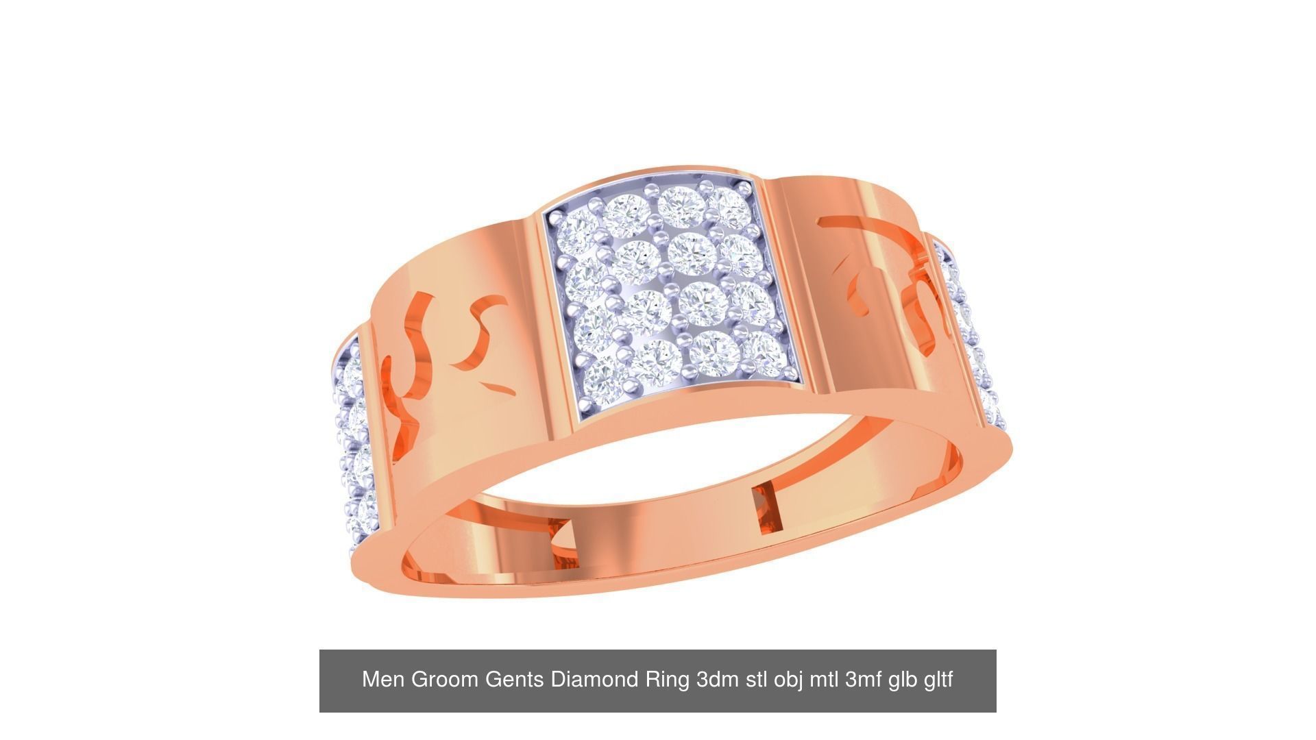 100 Men Groom Gents Diamond Ring 3dm stl obj mtl 3mf details 3D Model Collection_18