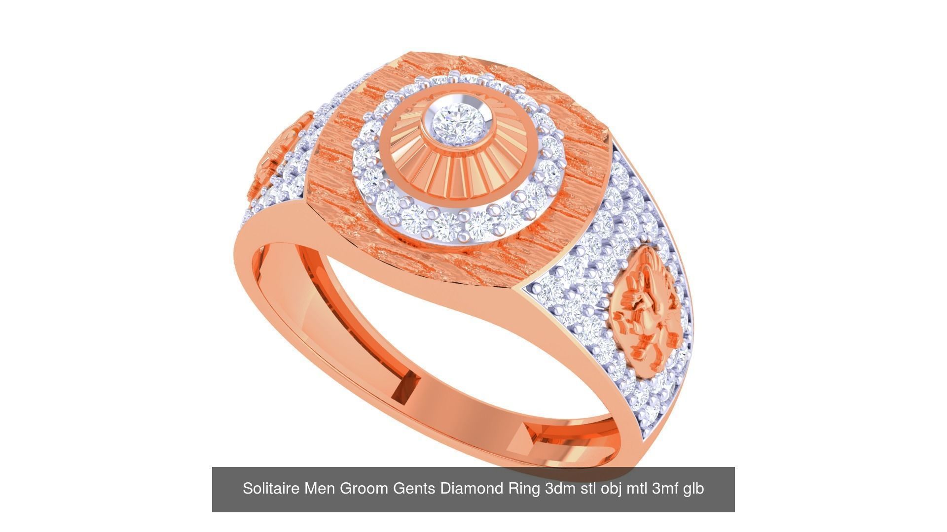 100 Men Groom Gents Diamond Ring 3dm stl obj mtl 3mf details 3D Model Collection_78