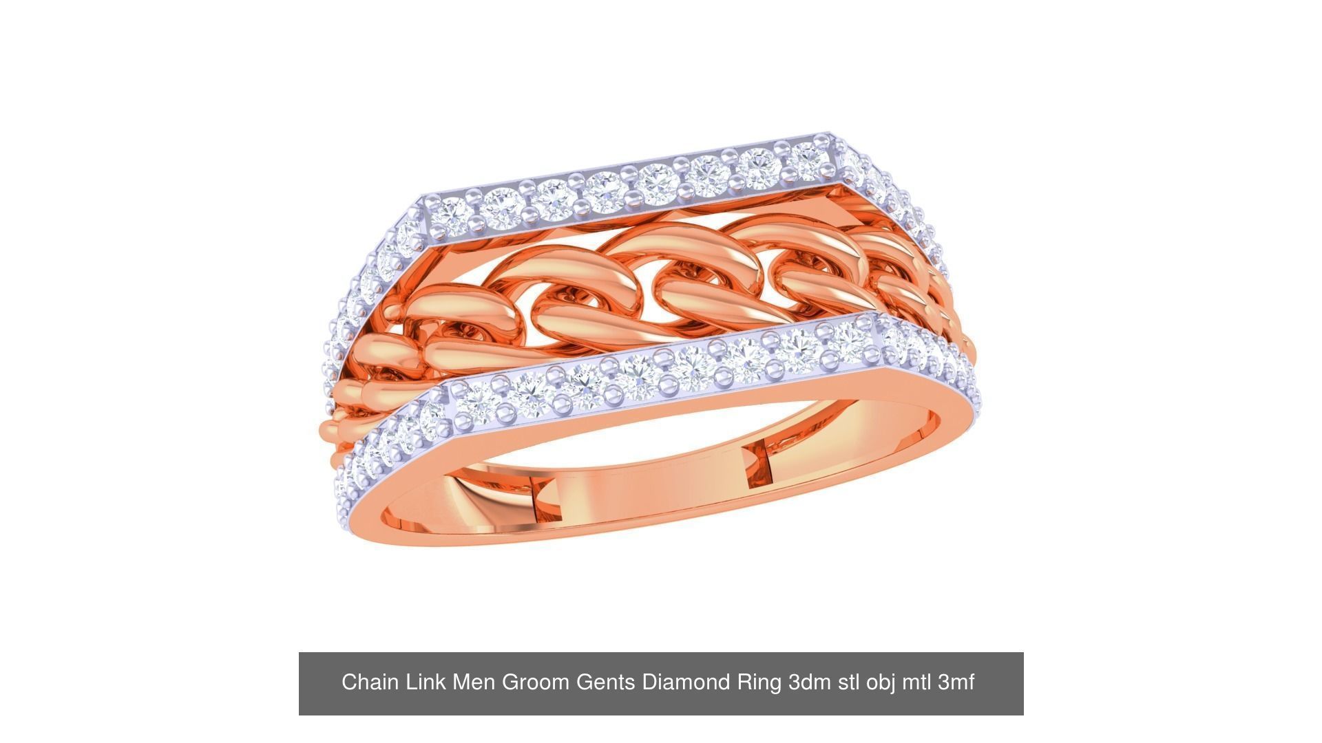 100 Men Groom Gents Diamond Ring 3dm stl obj mtl 3mf details 3D Model Collection_50