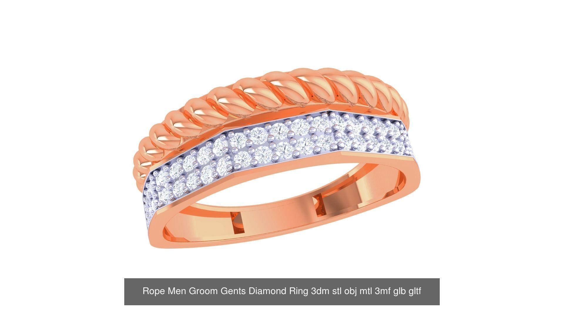 100 Men Groom Gents Diamond Ring 3dm stl obj mtl 3mf details 3D Model Collection_49