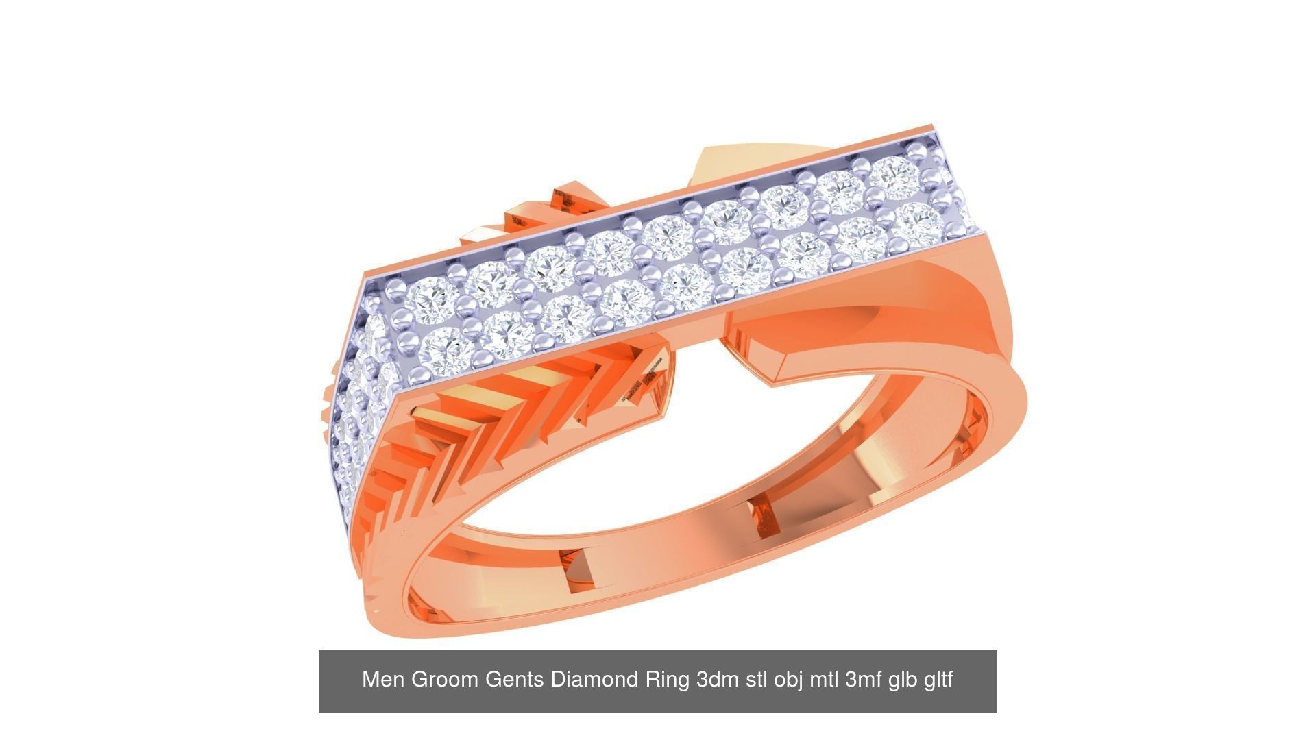 100 Men Groom Gents Diamond Ring 3dm stl obj mtl 3mf details 3D Model Collection_37