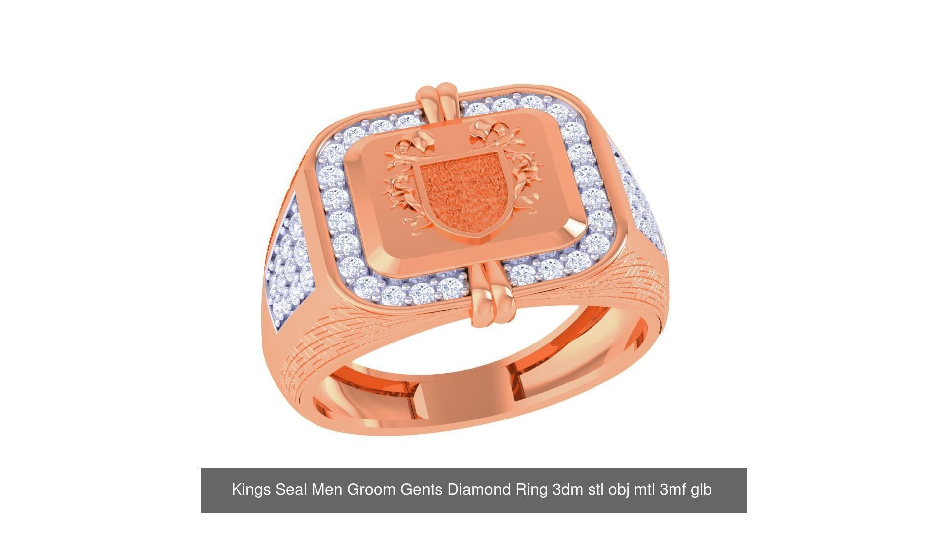 100 Men Groom Gents Diamond Ring 3dm stl obj mtl 3mf details 3D Model Collection_68