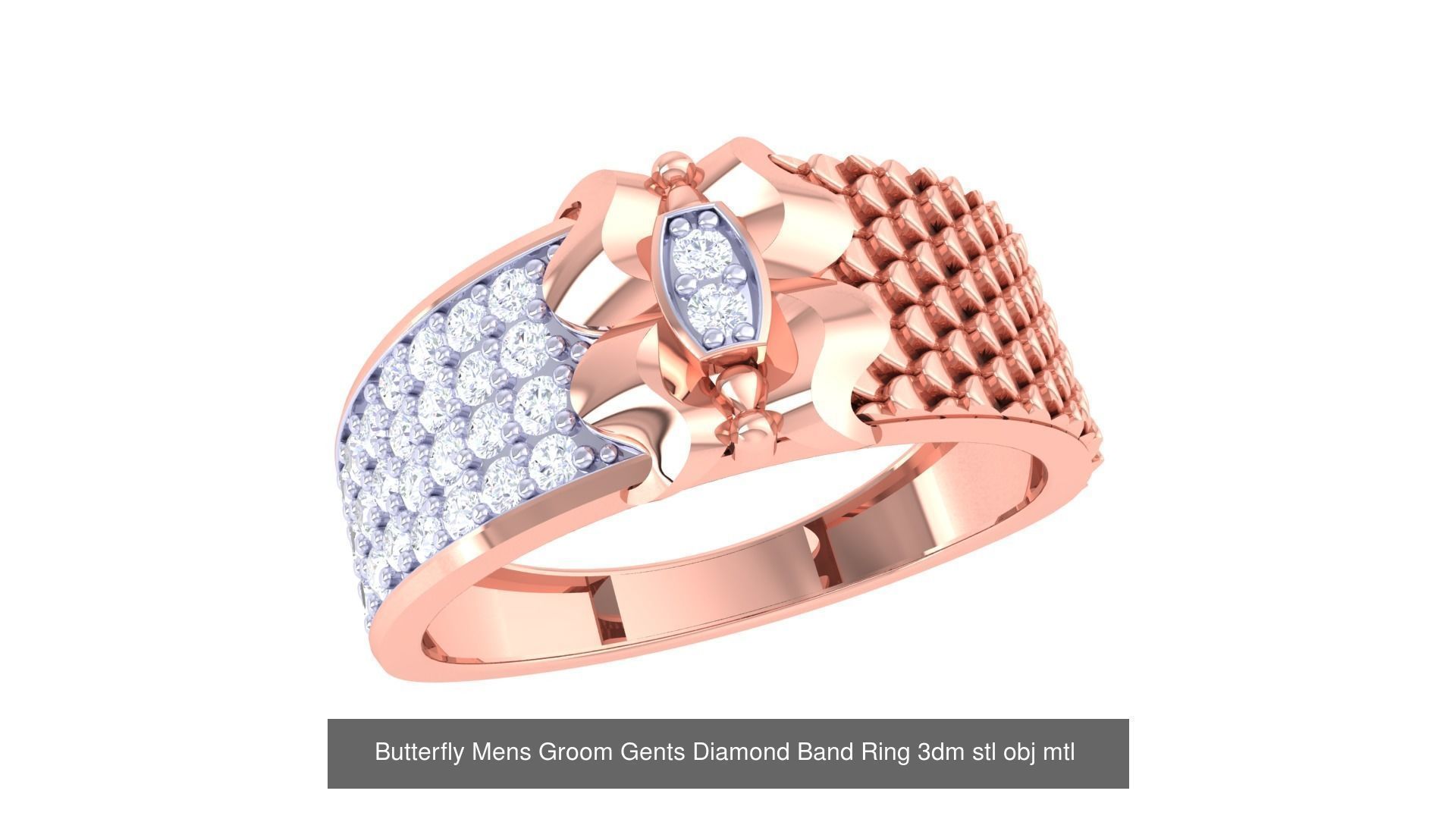 100 Men Groom Gents Diamond Ring 3dm stl obj mtl 3mf details 3D Model Collection_42