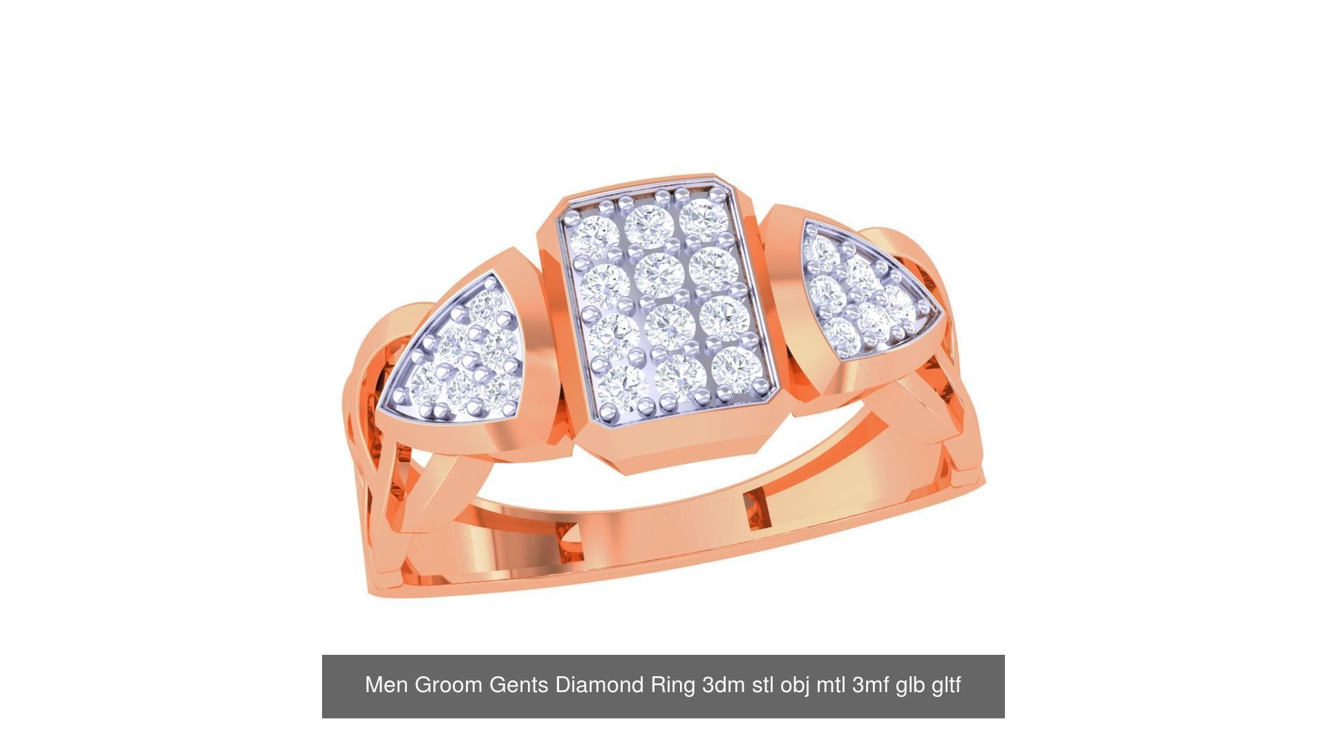 100 Men Groom Gents Diamond Ring 3dm stl obj mtl 3mf details 3D Model Collection_16