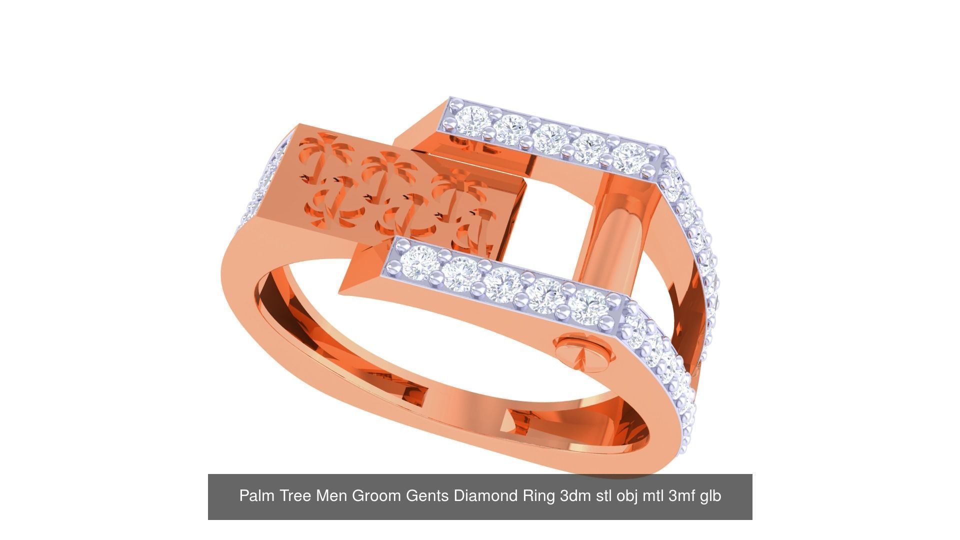 100 Men Groom Gents Diamond Ring 3dm stl obj mtl 3mf details 3D Model Collection_9