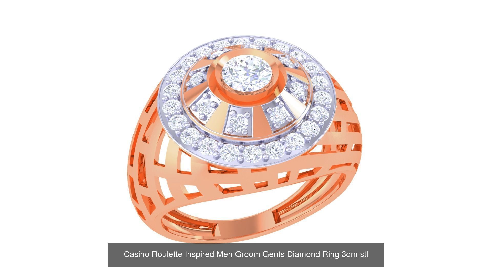 100 Men Groom Gents Diamond Ring 3dm stl obj mtl 3mf details 3D Model Collection_73
