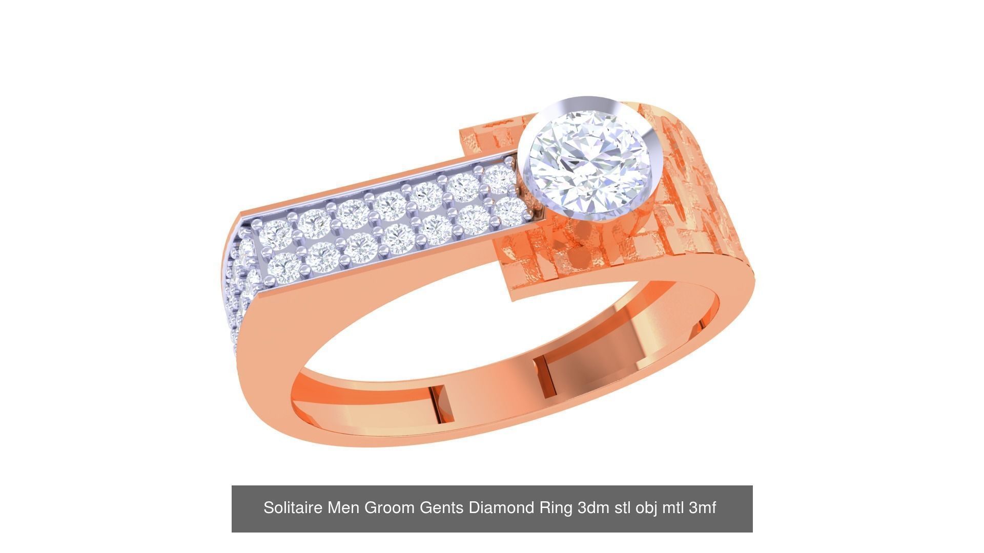 100 Men Groom Gents Diamond Ring 3dm stl obj mtl 3mf details 3D Model Collection_94