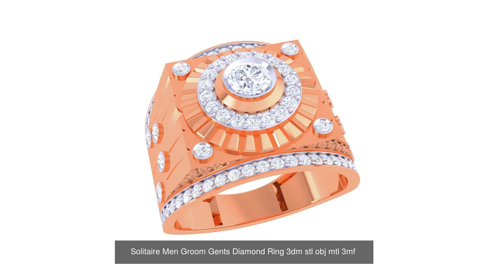 100 Men Groom Gents Diamond Ring 3dm stl obj mtl 3mf details 3D Model Collection_32