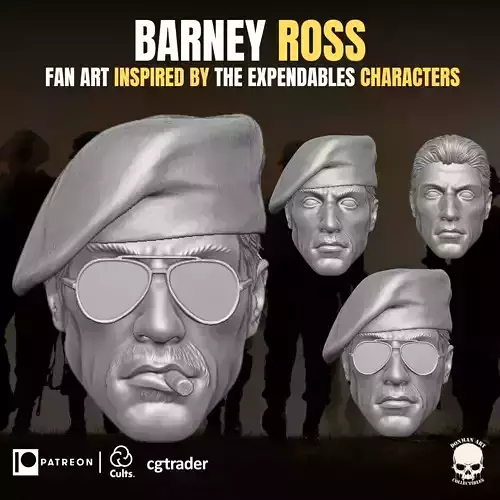 Barney Ross Sylvester Stallone Fan Head 3D Printable 3D print model