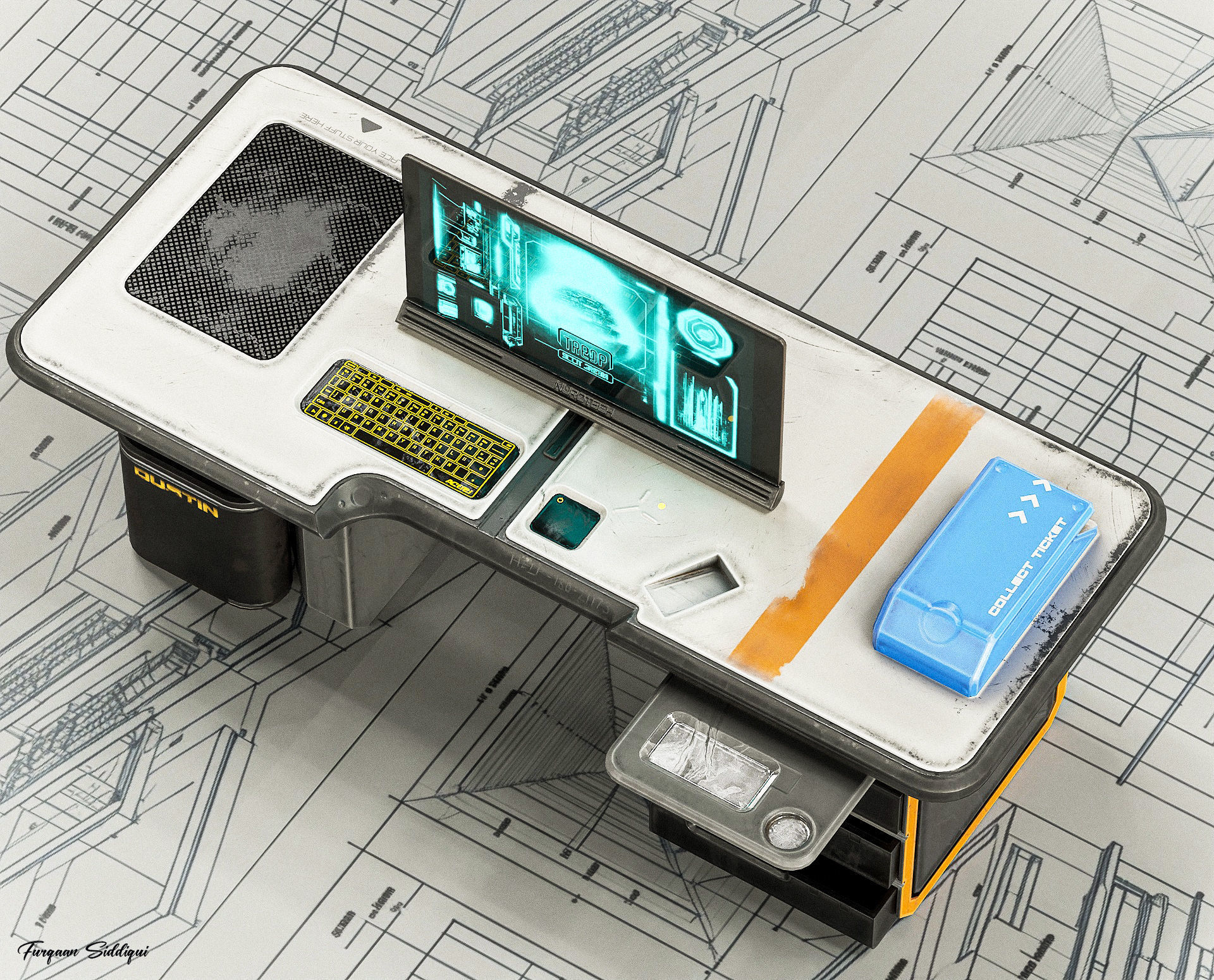 Sci-fi Stylized Office Table PBR Low-poly 3D model_4