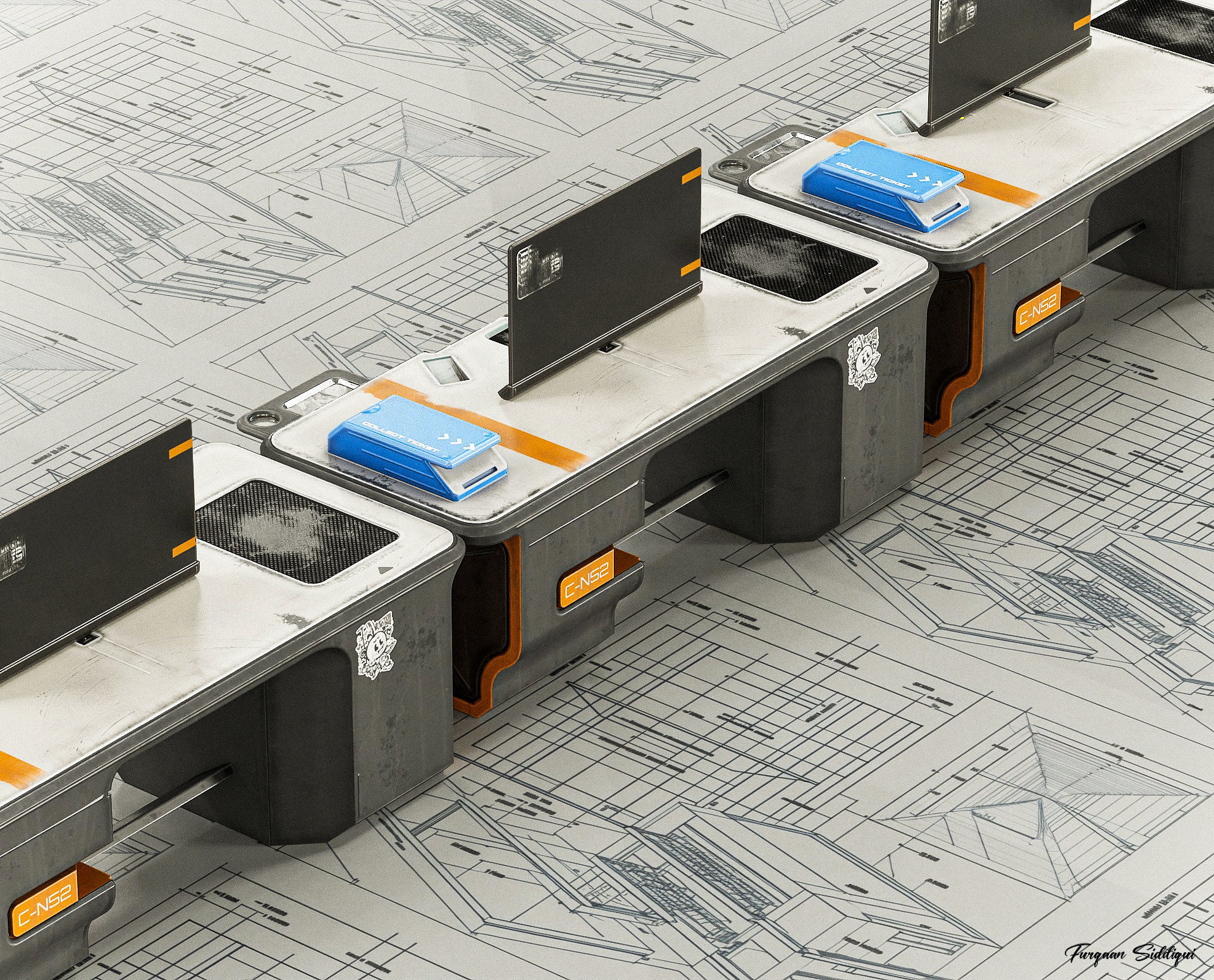 Sci-fi Stylized Office Table PBR Low-poly 3D model_15